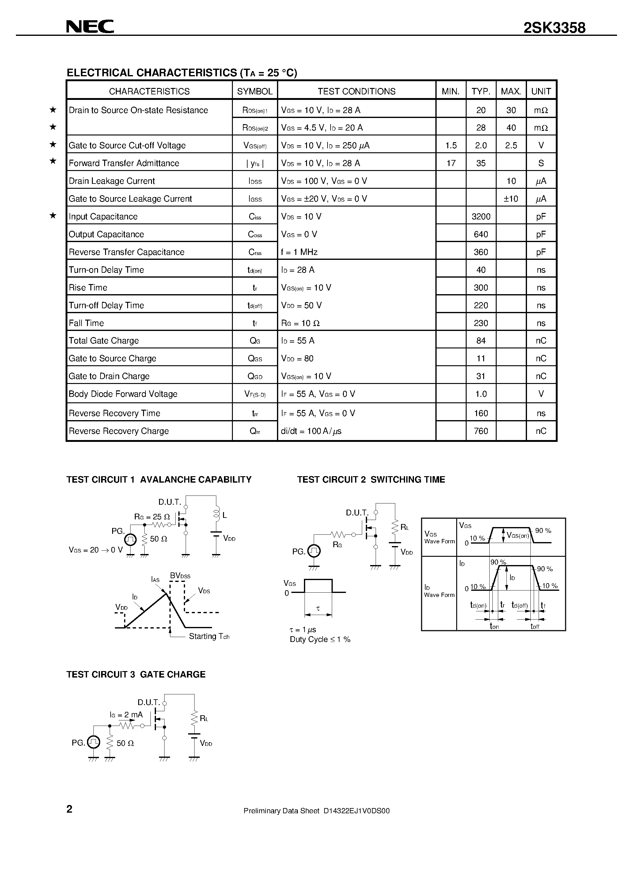 Datasheet 2SK3358-Z - SWITCHING N-CHANNEL POWER MOS FET INDUSTRIAL USE page 2