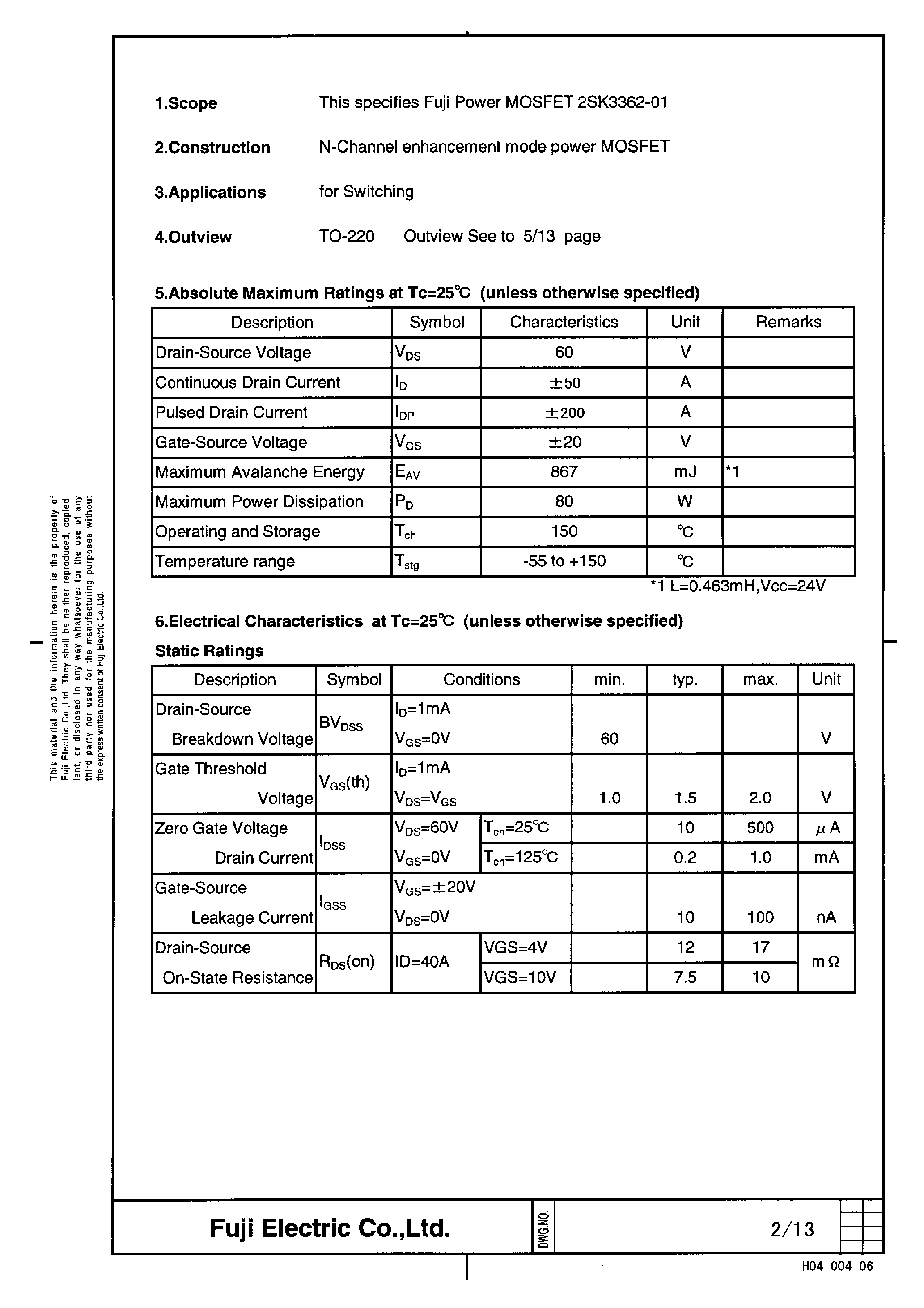 Даташит 2SK3362 - POWER MOSFET страница 2