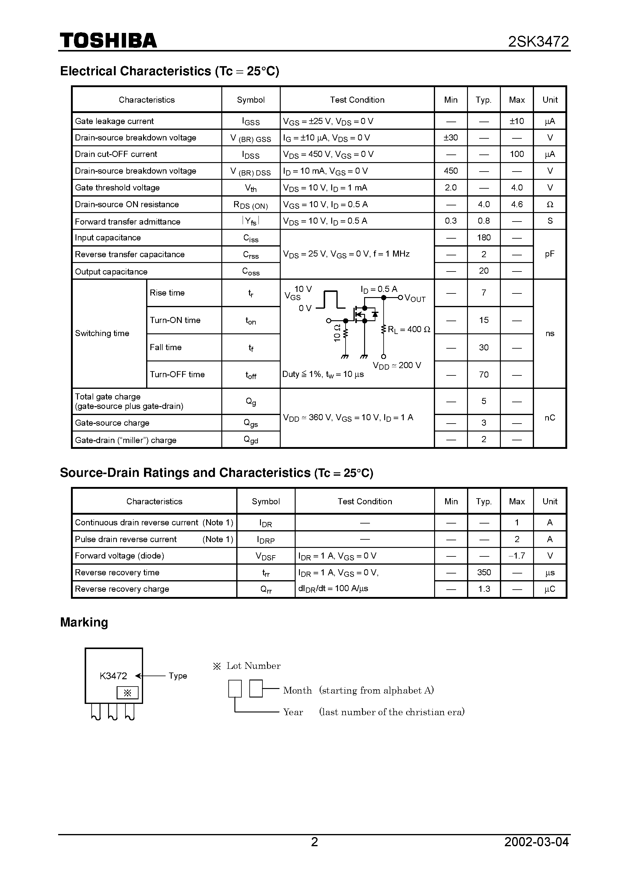 Даташит 2SK3472 - Switching Regulator Applications страница 2
