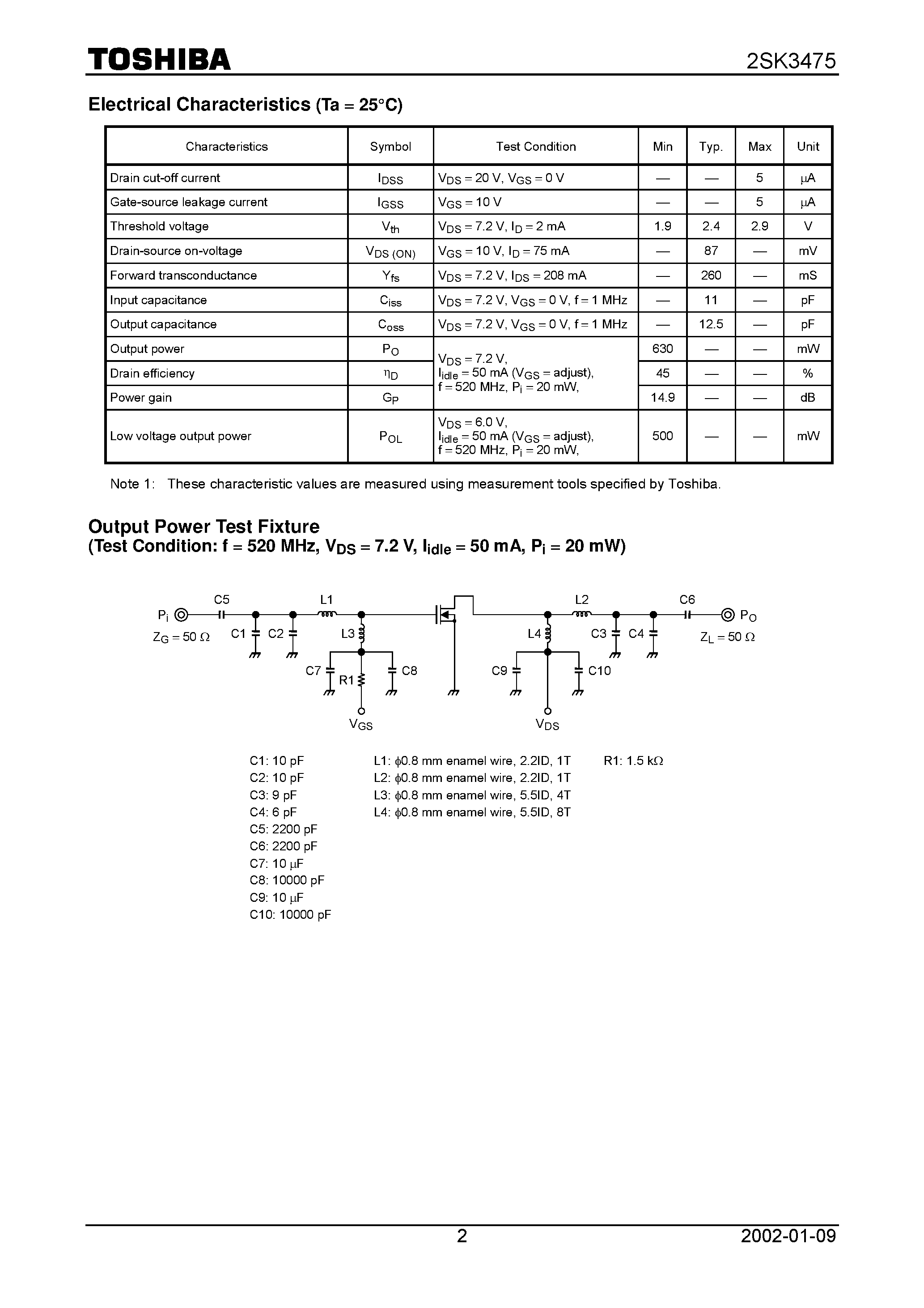 Даташит 2SK3475 - VHF-and UHF-band Amplifier Applications страница 2
