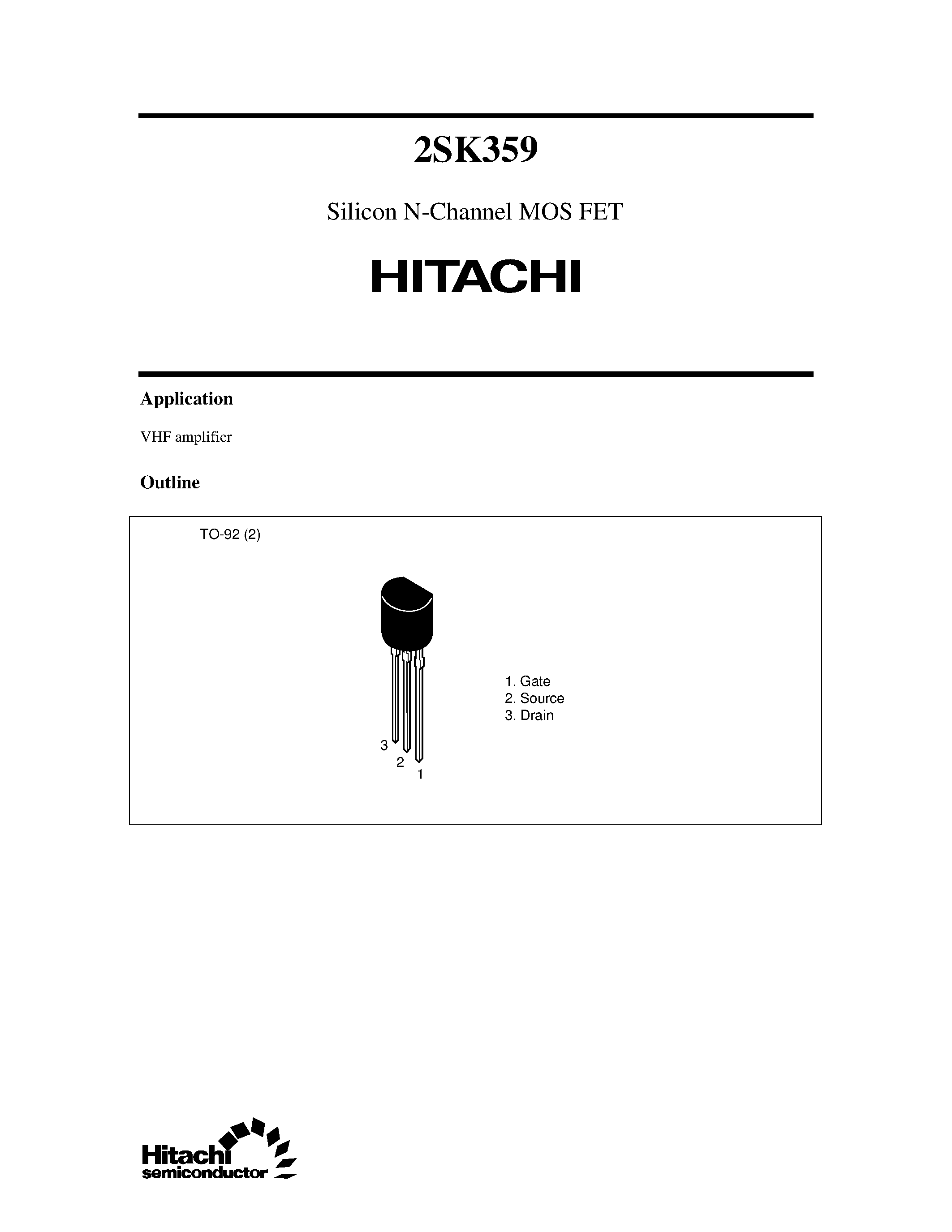 Datasheet 2SK359 - Silicon N-Channel MOS FET page 1