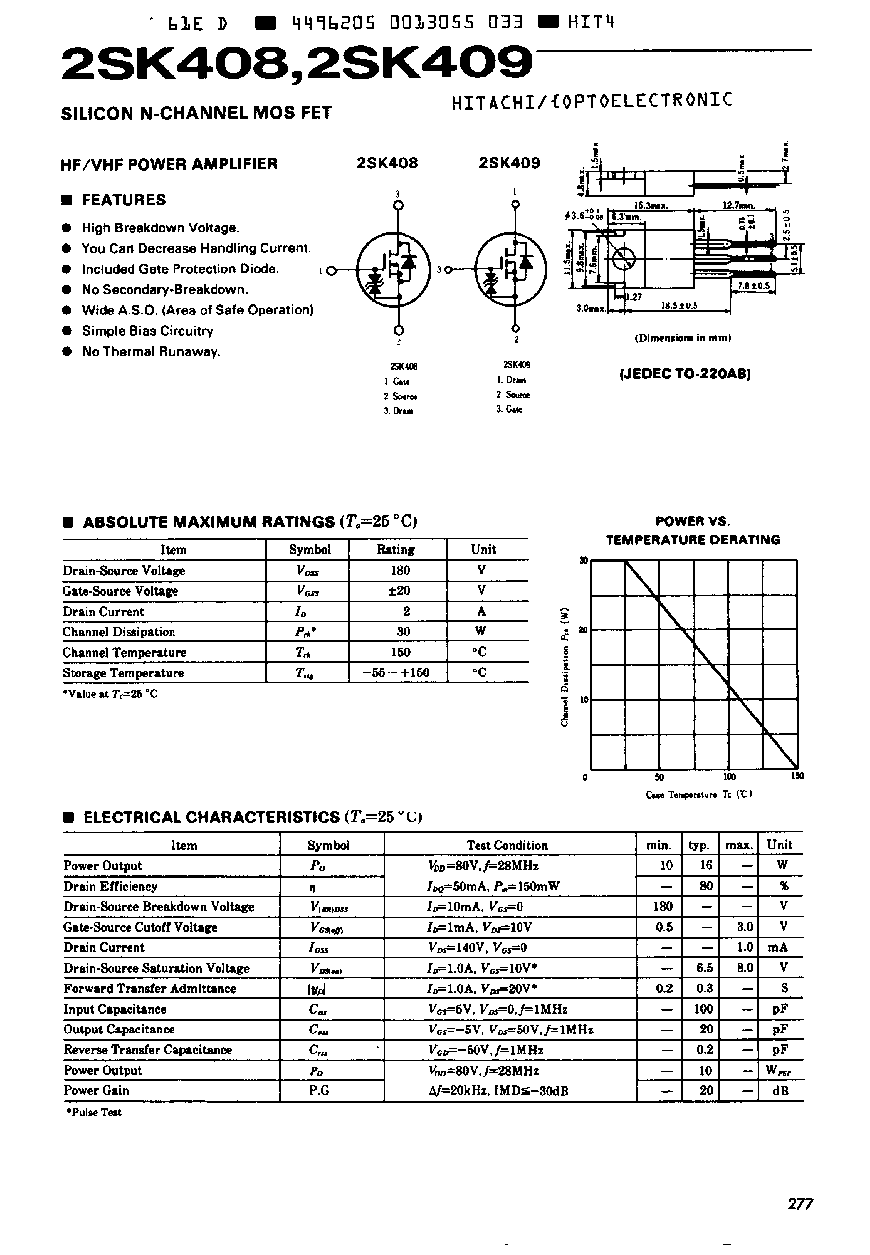 Datasheet 2SK408 - SILICON N CHANNEL MOS FET page 1