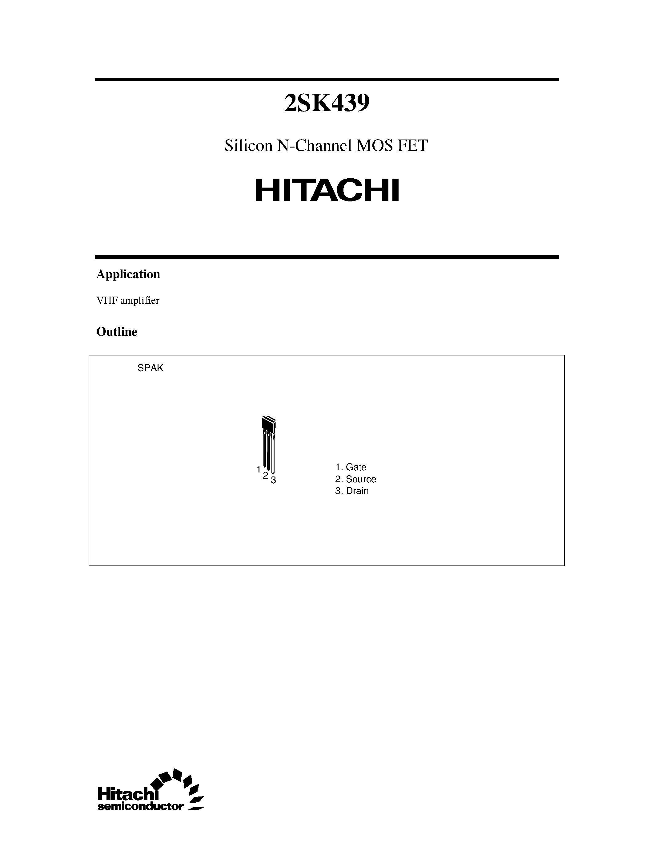 Datasheet 2SK439 - Silicon N-Channel MOS FET page 1