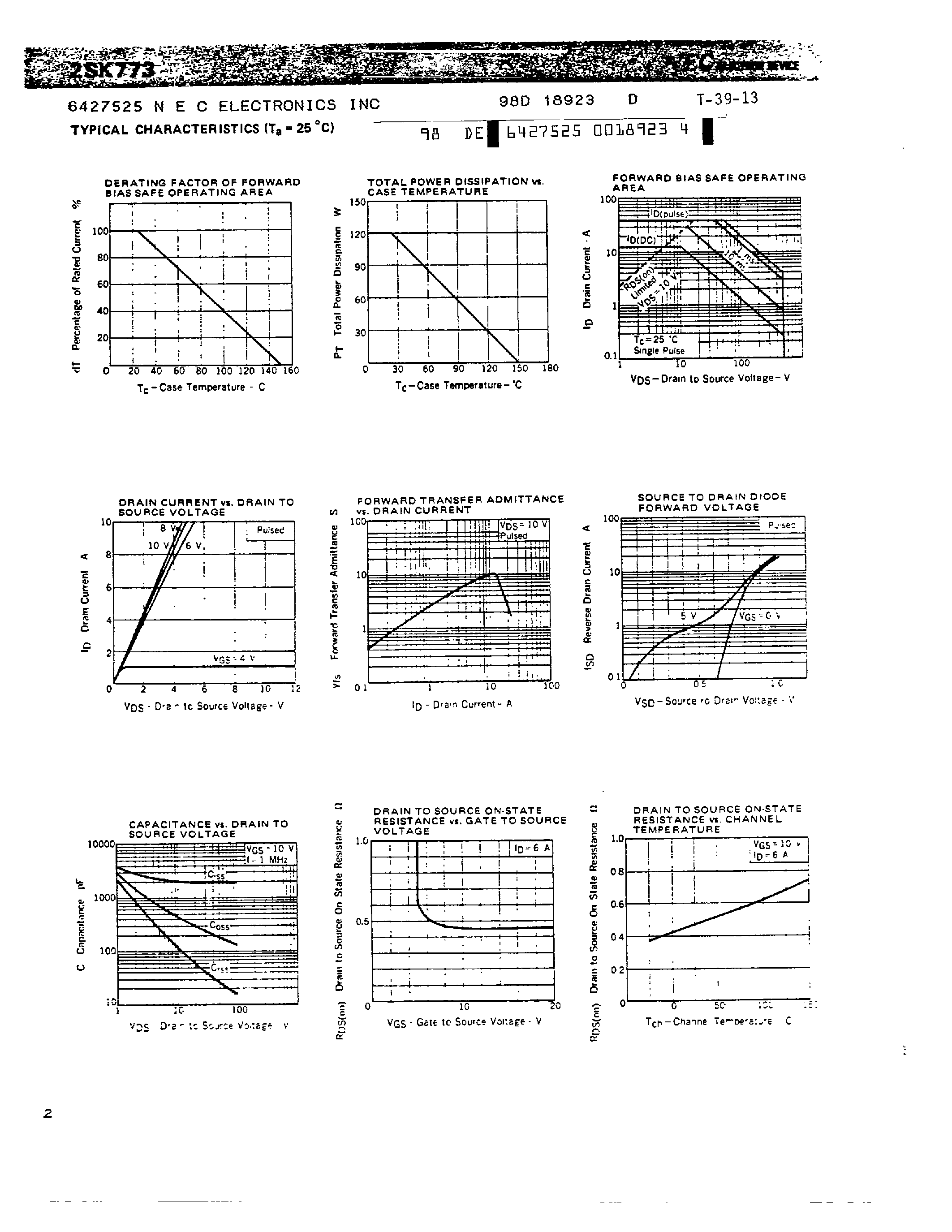 Datasheet 2SK773 page 2 Datasheet 2SK773 - N CHANNEL MOS FIELD EFFECT POWER TRANSISTOR page 2