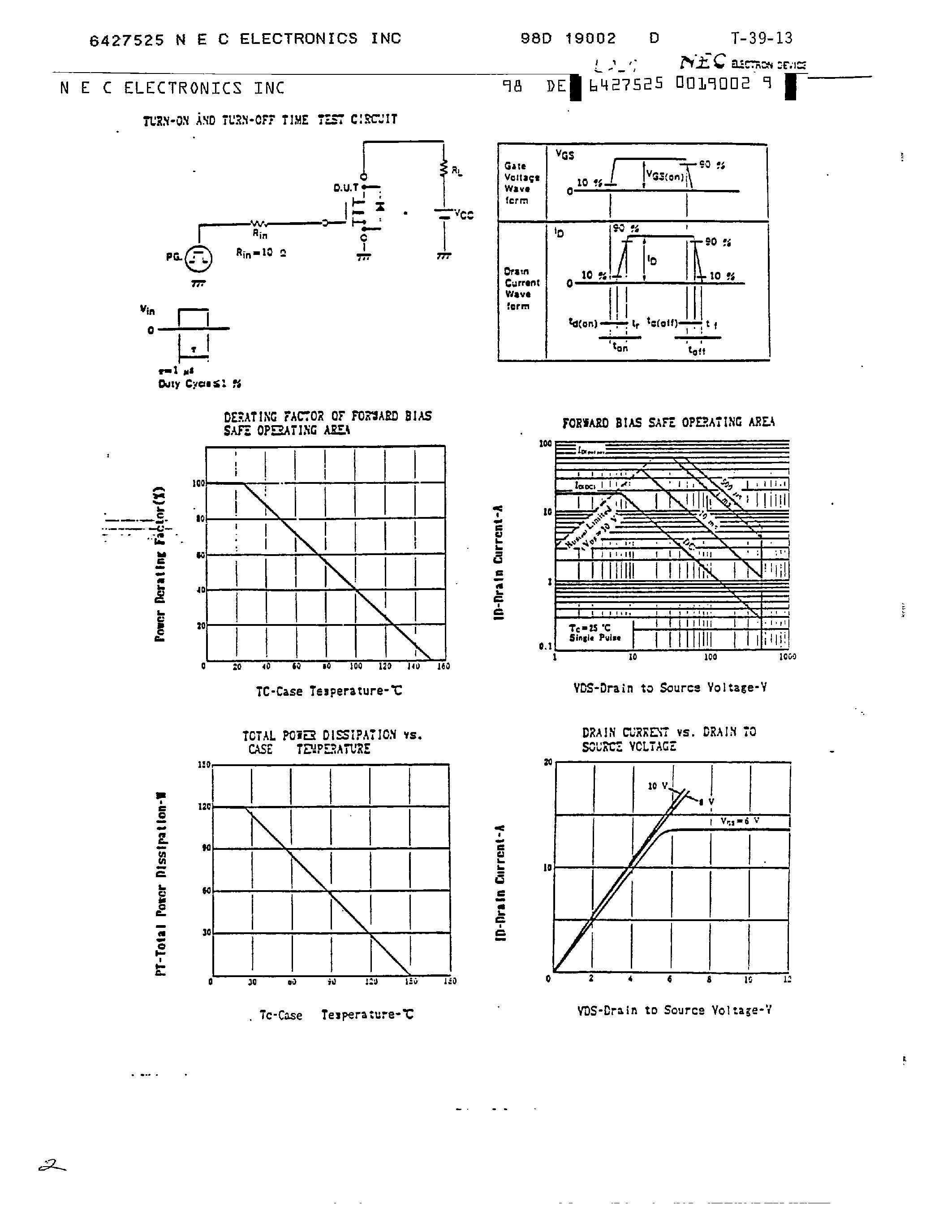 Datasheet 2SK827 - FAST SWITCHING N-CHANNEL SILICON POWER MOS FET page 2