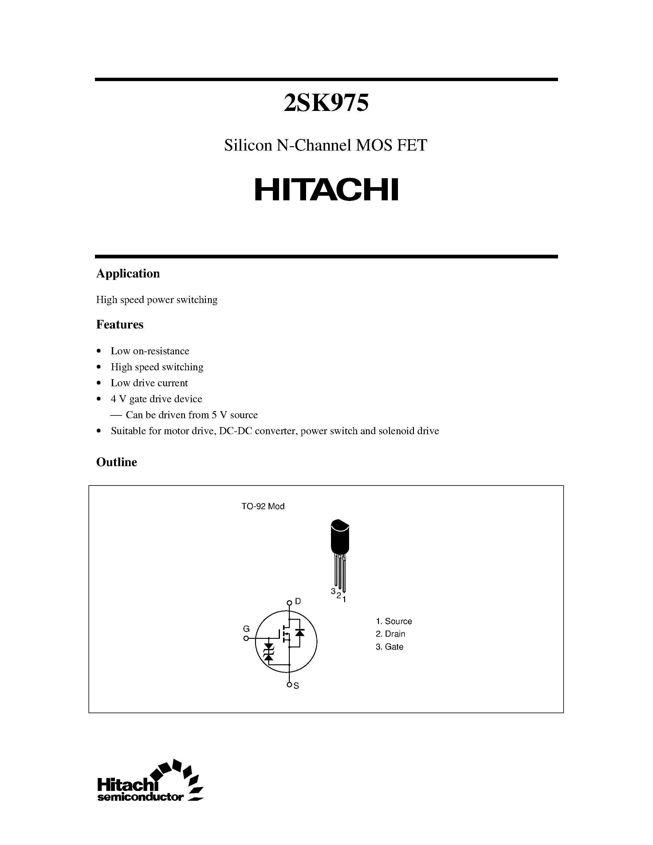 Datasheet 2SK975 - Silicon N-Channel MOS FET page 1