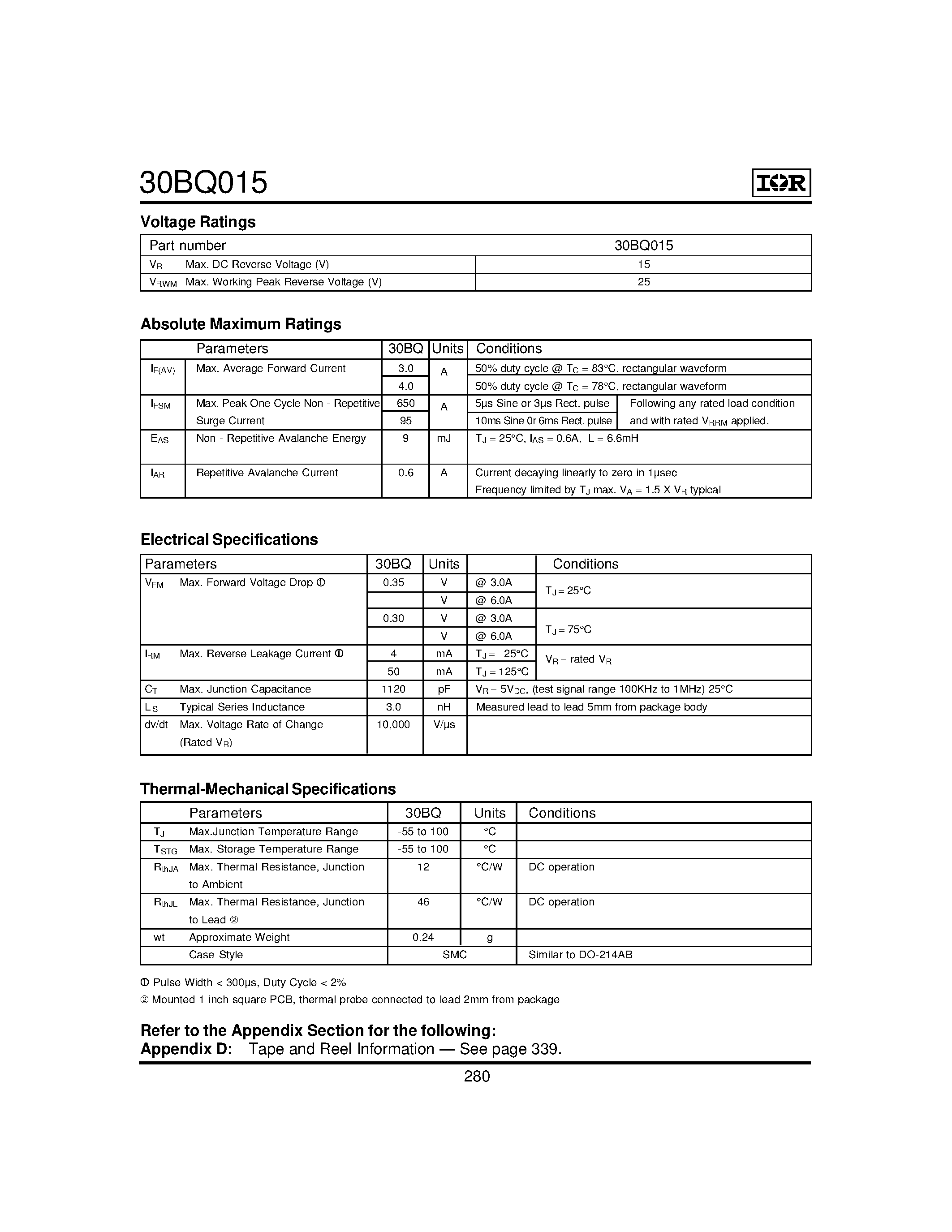Datasheet 30BQ015 - SCHOTTKY RECTIFIER/ 3Amp page 2