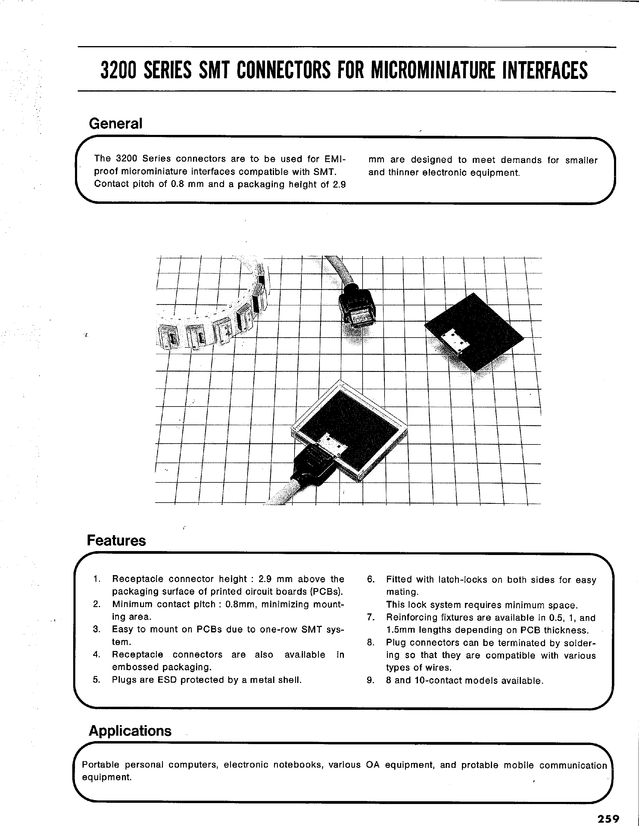Даташит 3260-8S1 - 3200 SERIES SMT CONNECTORS FOR MICROMINIATURE INTERFACES страница 1