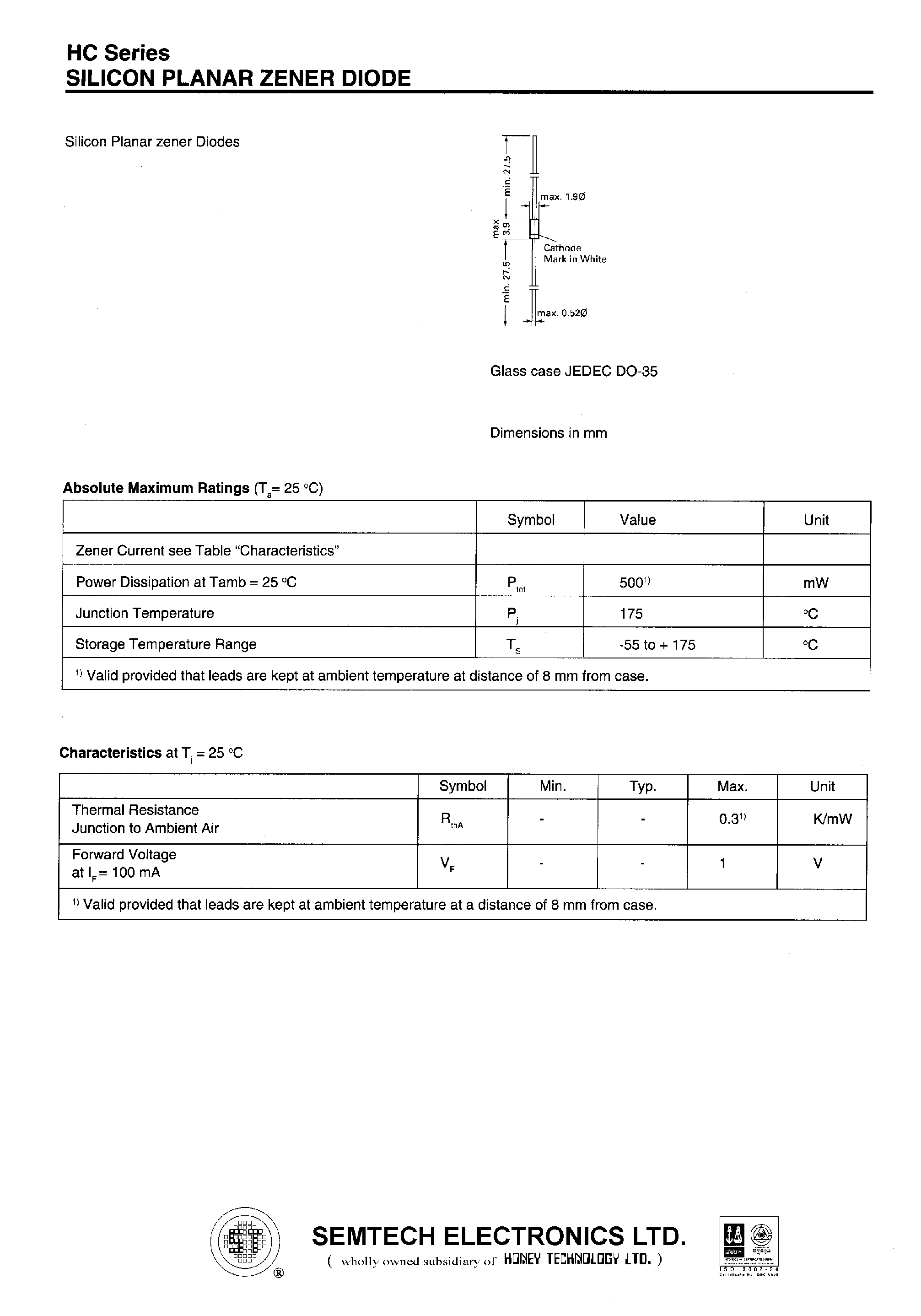 Даташит на микросхему 33HC страница 1 Даташит 33HC - SILICON PLANAR ZENER DIODE страница 1