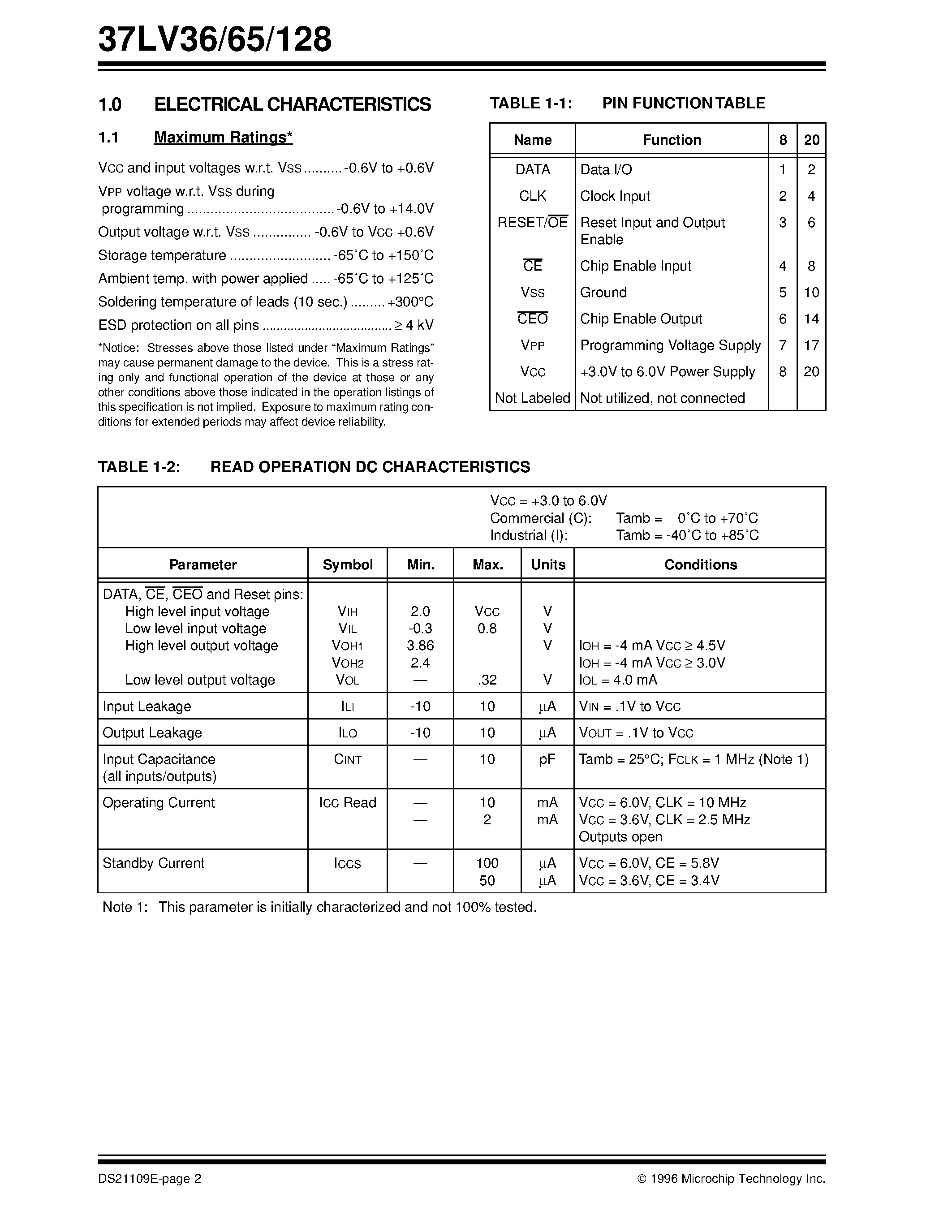 Datasheet 37LV65-P page 2 Datasheet 37LV65-P - 36K/ 64K/ and 128K Serial EPROM Family page 2