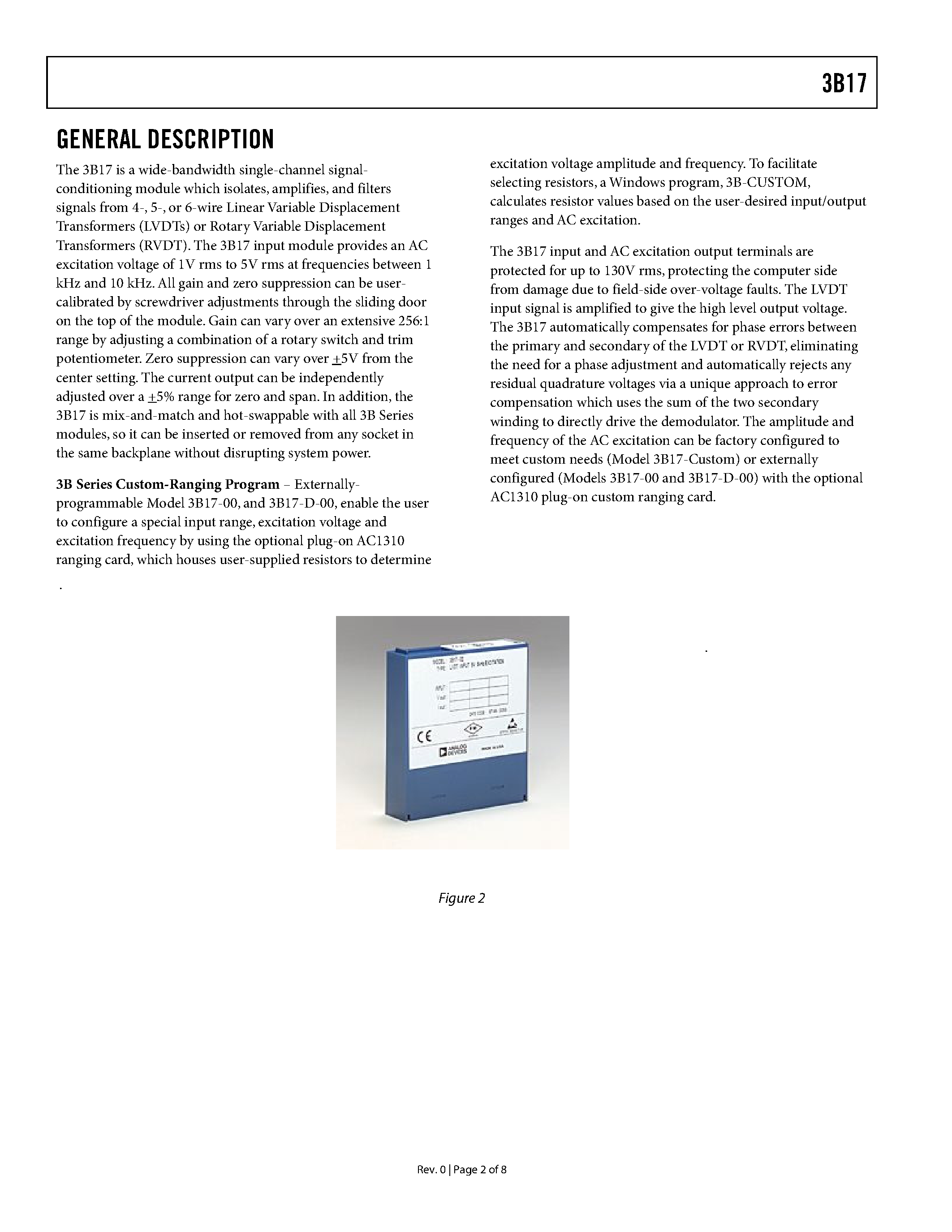 Даташит на микросхему 3B17-D-04 страница 2 Даташит 3B17-D-04 - Wide Bandwidth LVDT/RVDT Input страница 2
