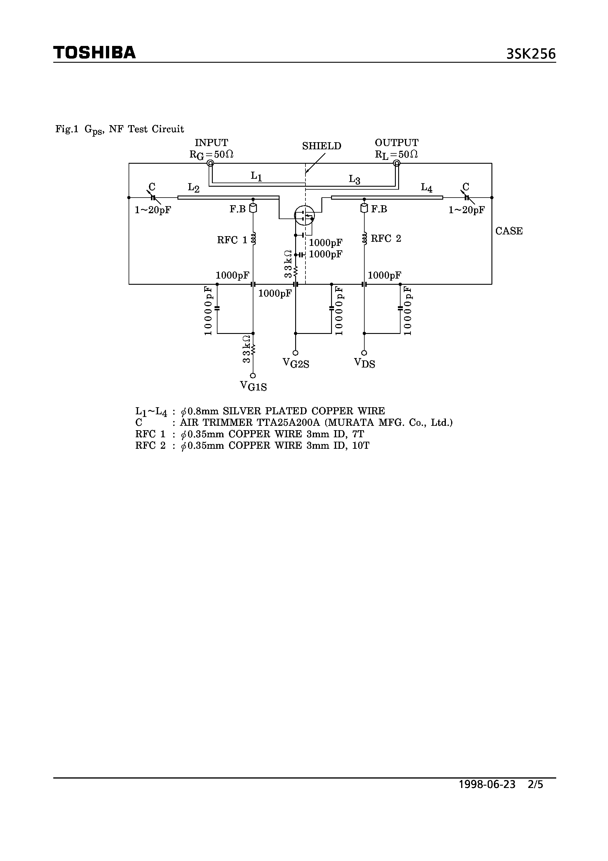 Datasheet 3SK256 - N CHANNEL DUAL GATE MOS TYPE (TV TUNER/ UHF RF AMPLIFIER APPLICATIONS) page 2