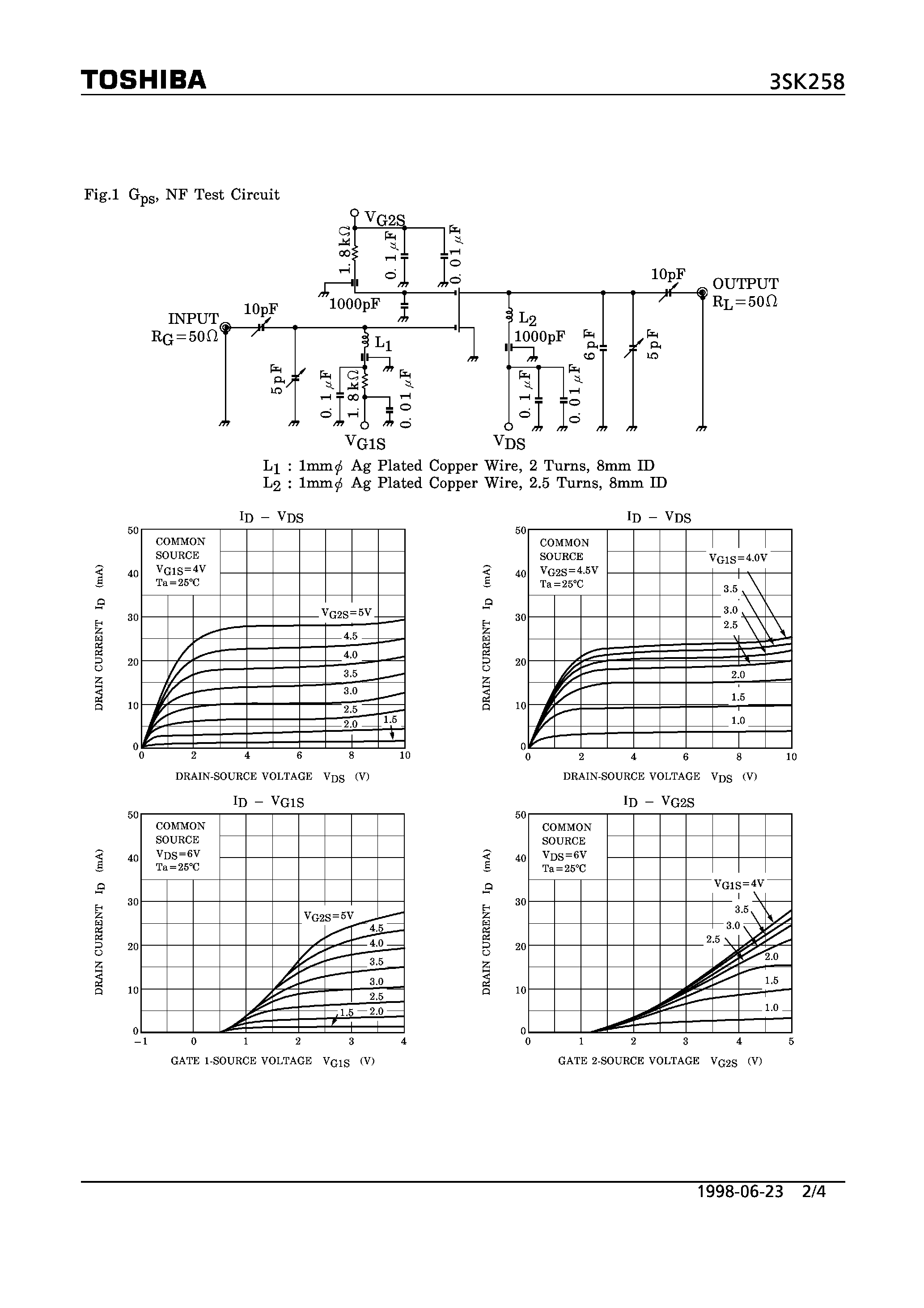 Datasheet 3SK258 - N CHANNEL DUAL GATE MOS TYPE (TV/ FM TUNER VHF RF AMPLIFIER APPLICATIONS) page 2