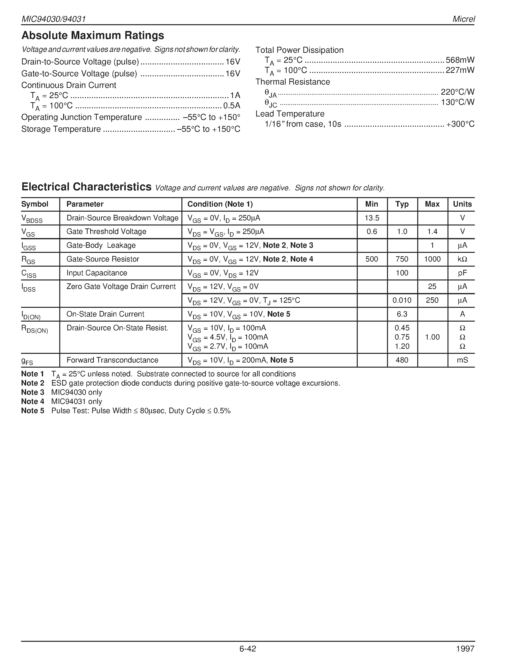 Datasheet 4030B - TinyFET P-Channel MOSFET Preliminary Information page 2