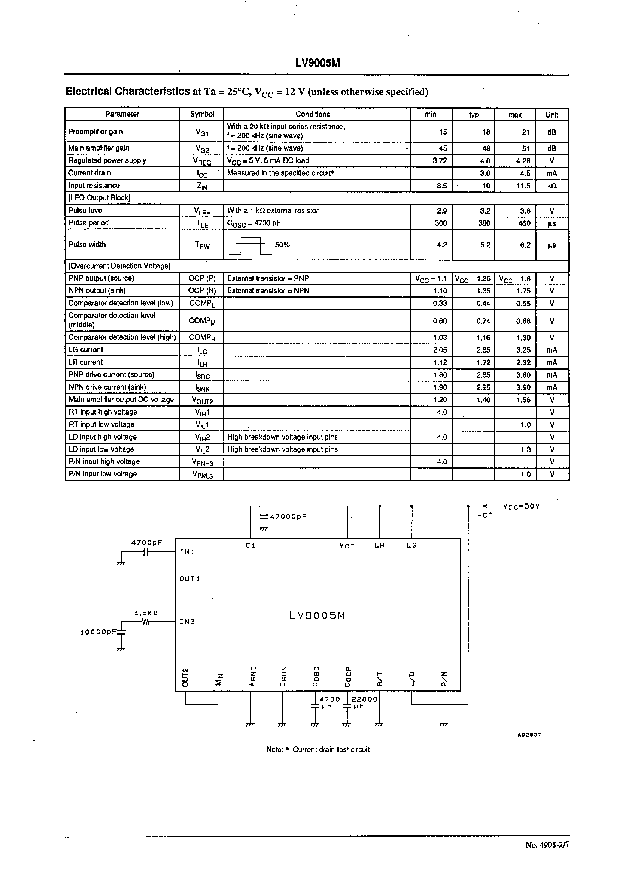 Datasheet LV9005M page 2 Datasheet LV9005M - Optical Sensor Switch IC page 2
