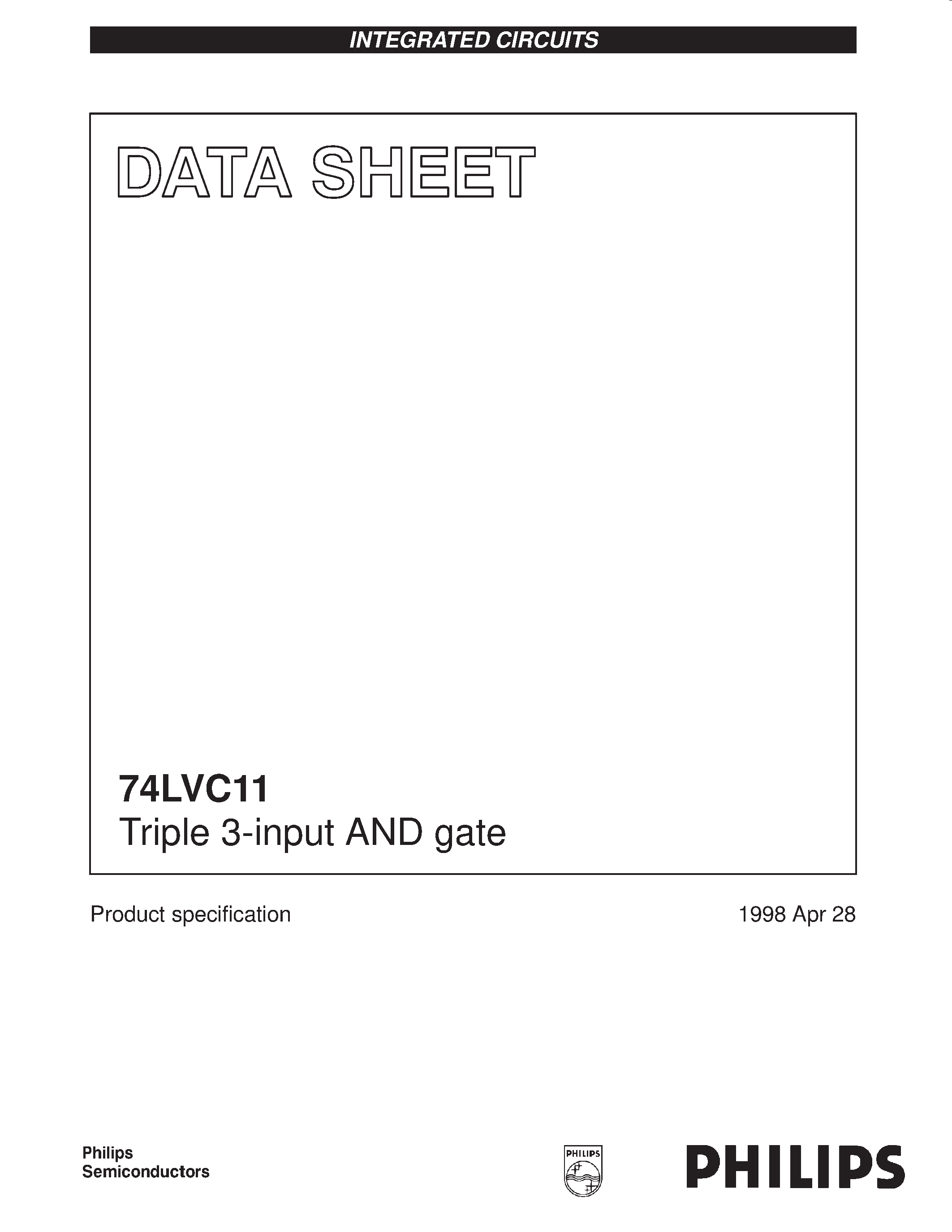 Datasheet LVC11 - Triple 3-input AND gate page 1