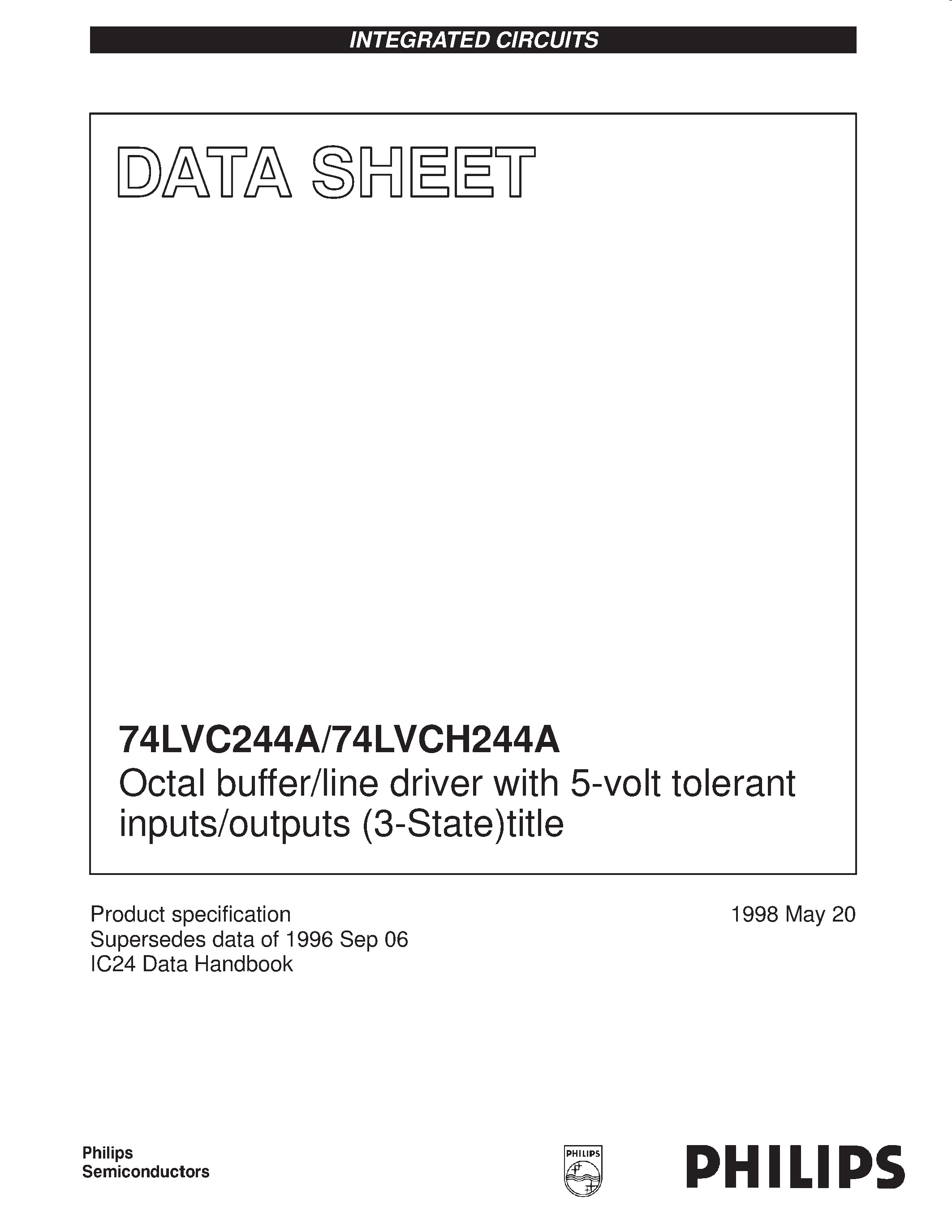 Datasheet LVCH244APWDH - Octal buffer/line driver with 5-volt tolerant inputs/outputs 3-Statetitle page 1