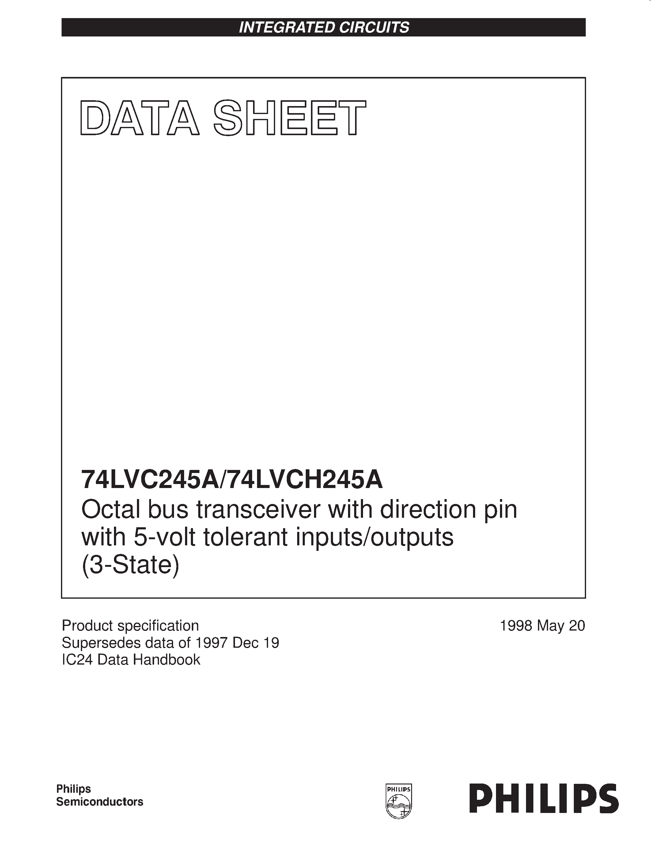 Datasheet LVCH245APWDH - Octal bus transceiver with direction pin with 5-volt tolerant inputs/outputs 3-State page 1