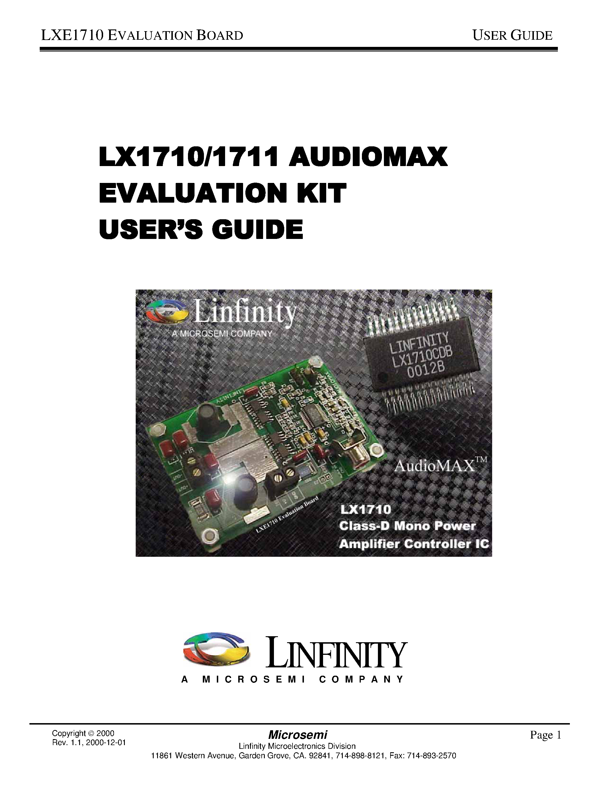 Даташит LX1710-1 - EVALUATION KIT страница 1