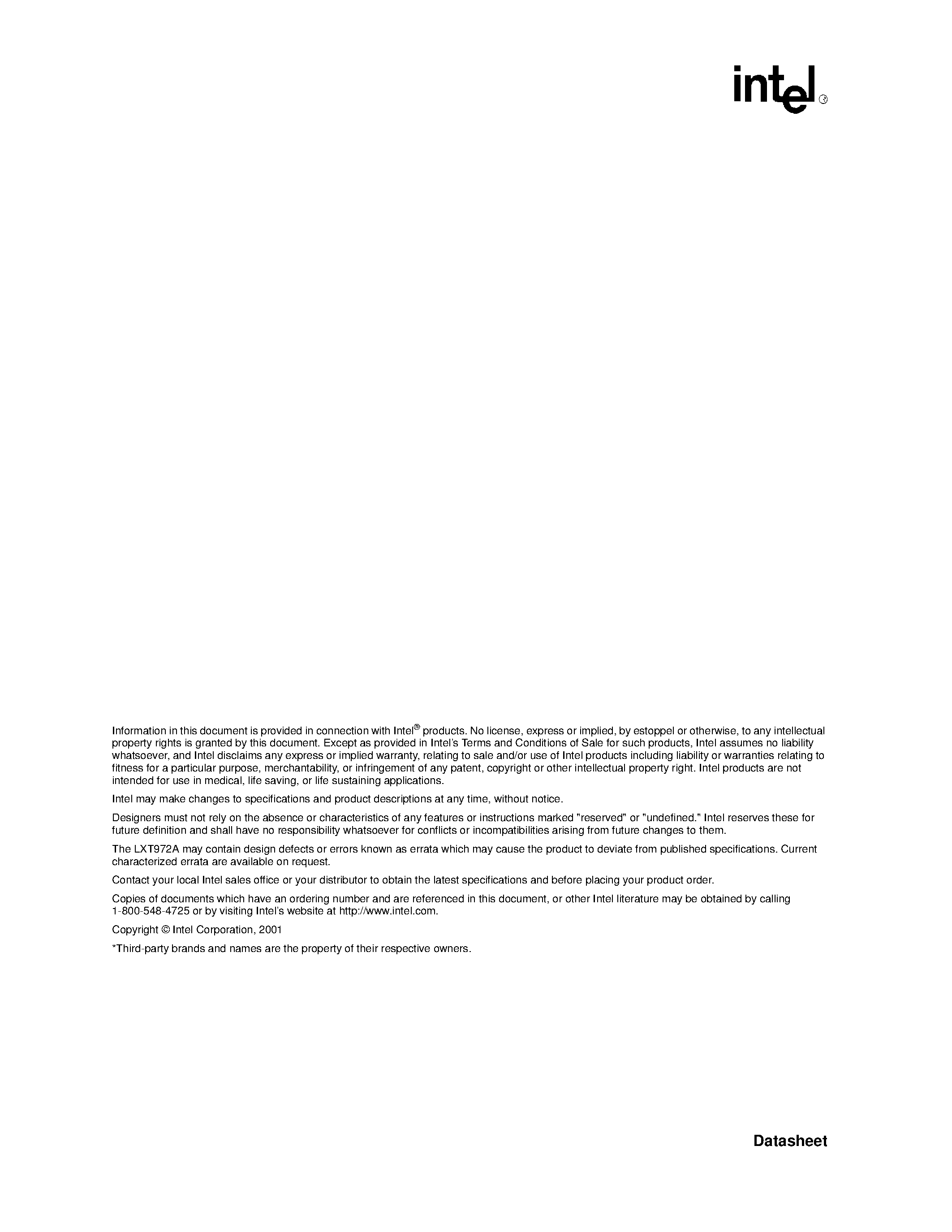 Даташит LXT972A - 3.3V Dual-Speed Fast Ethernet Transceiver Datasheet страница 2
