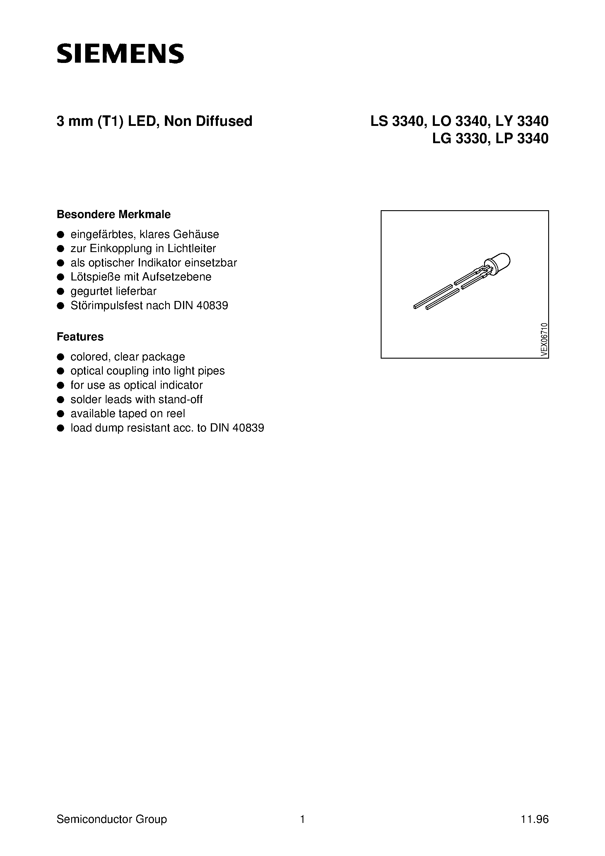 Datasheet LY3340-LP - 3 mm (T1) LED/ Non Diffused page 1