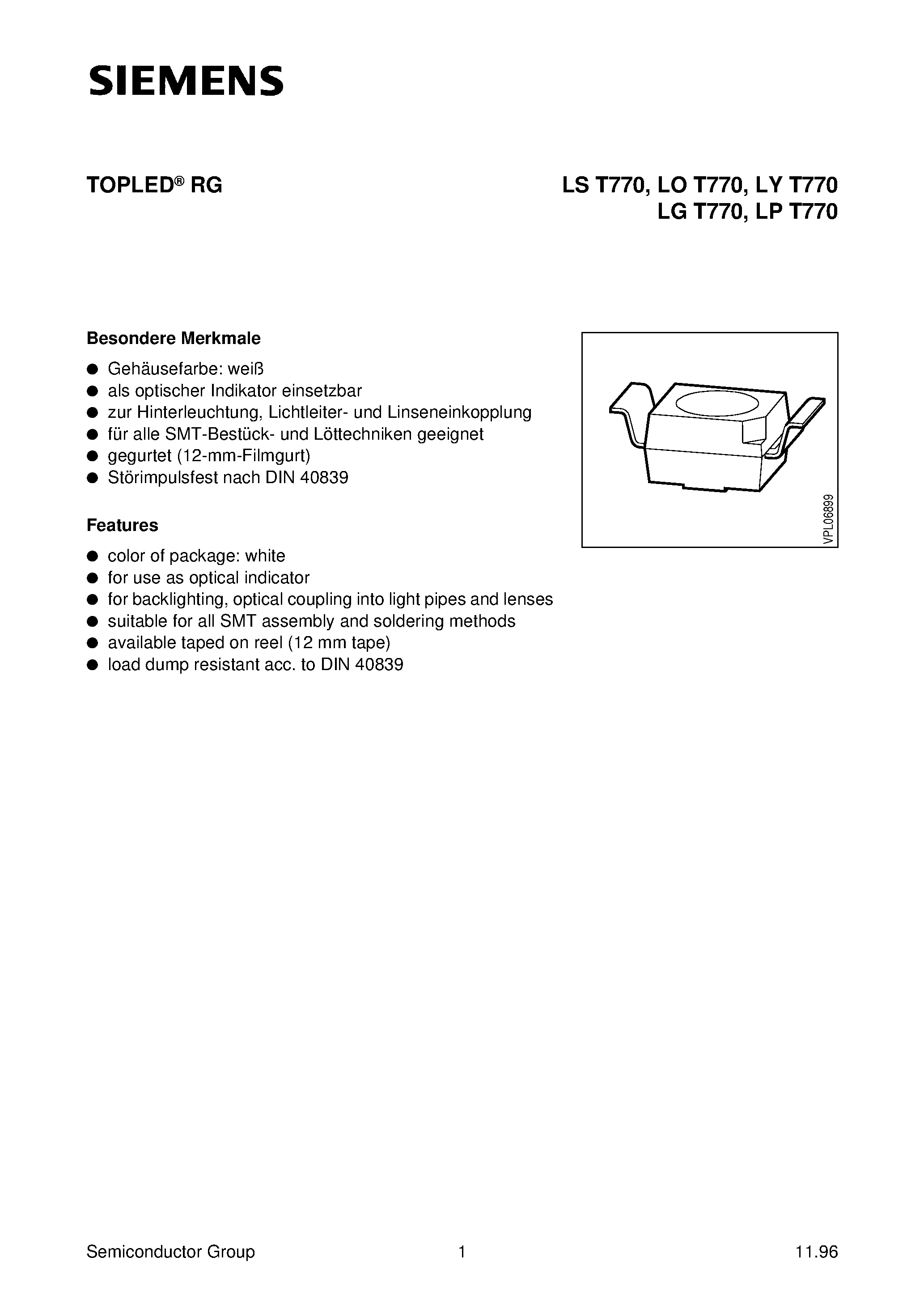 Datasheet LYT770-J page 1 Datasheet LYT770-J - TOPLED RG page 1