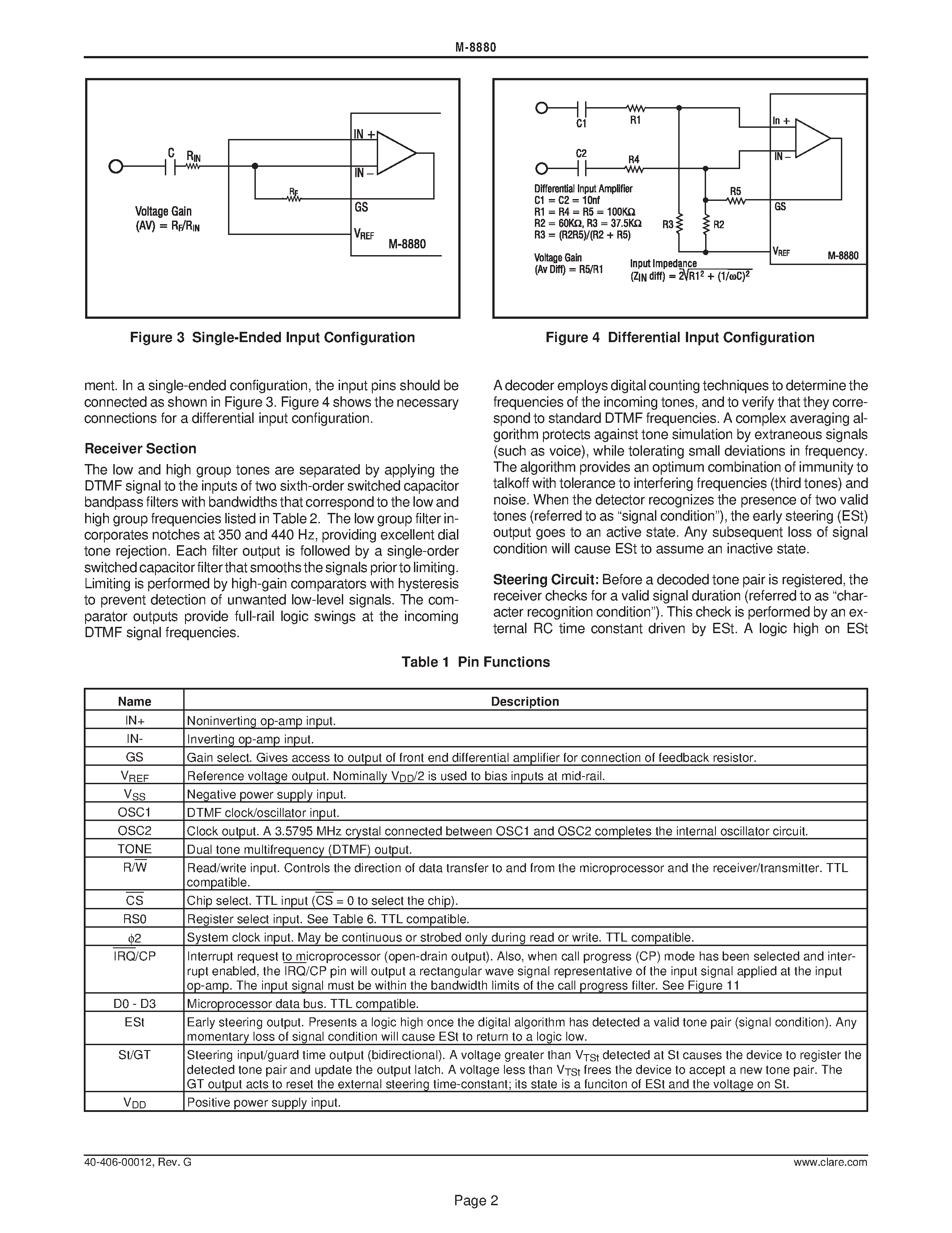 Datasheet M-8880 - M-8880 DTMF Transceiver page 2