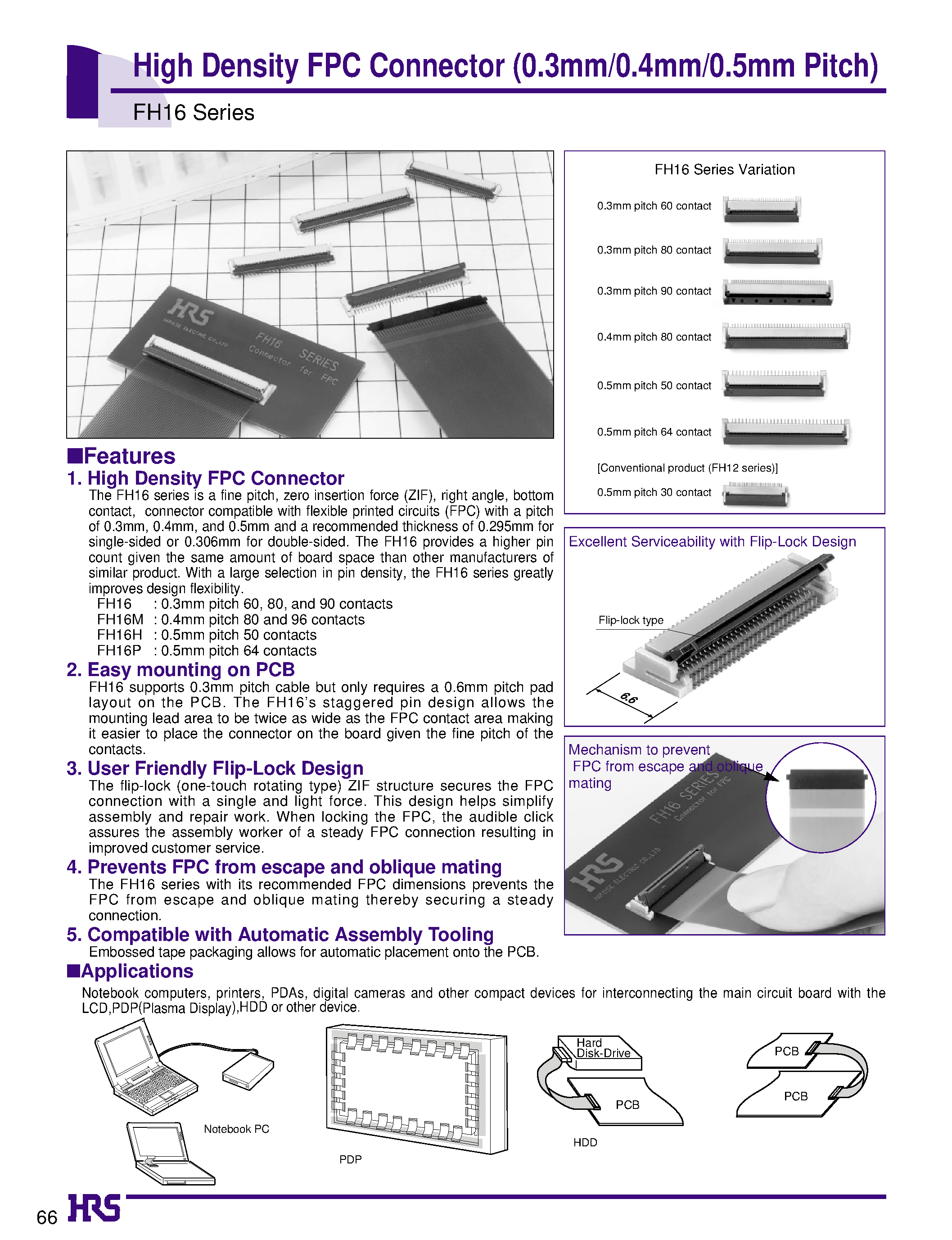 Datasheet FH16-80S-0.3SHW page 1 Datasheet FH16-80S-0.3SHW - High Density FPC Connector (0.3mm/0.4mm/0.5mm Pitch) page 1