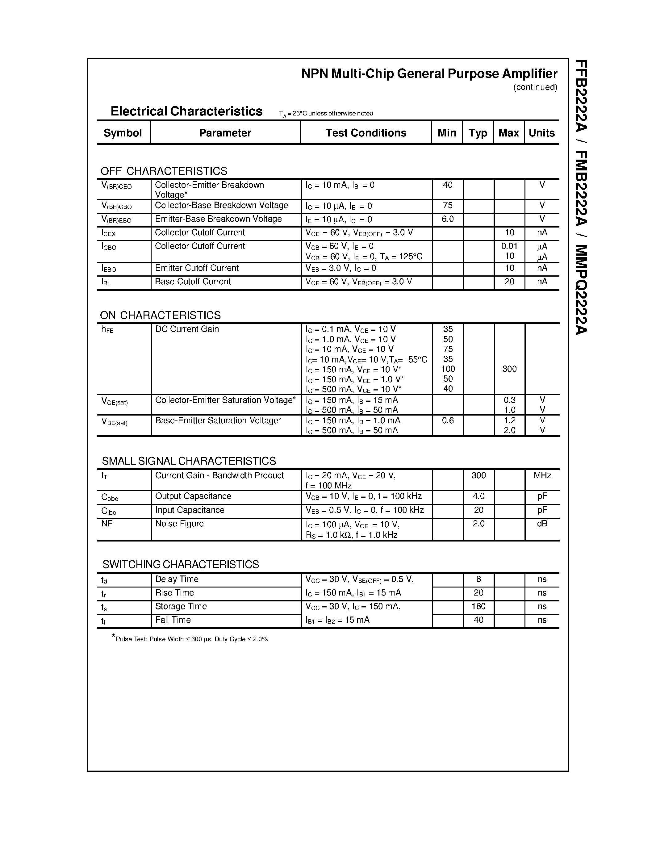 Datasheet FMB2222A - NPN Multi-Chip General Purpose Amplifier page 2