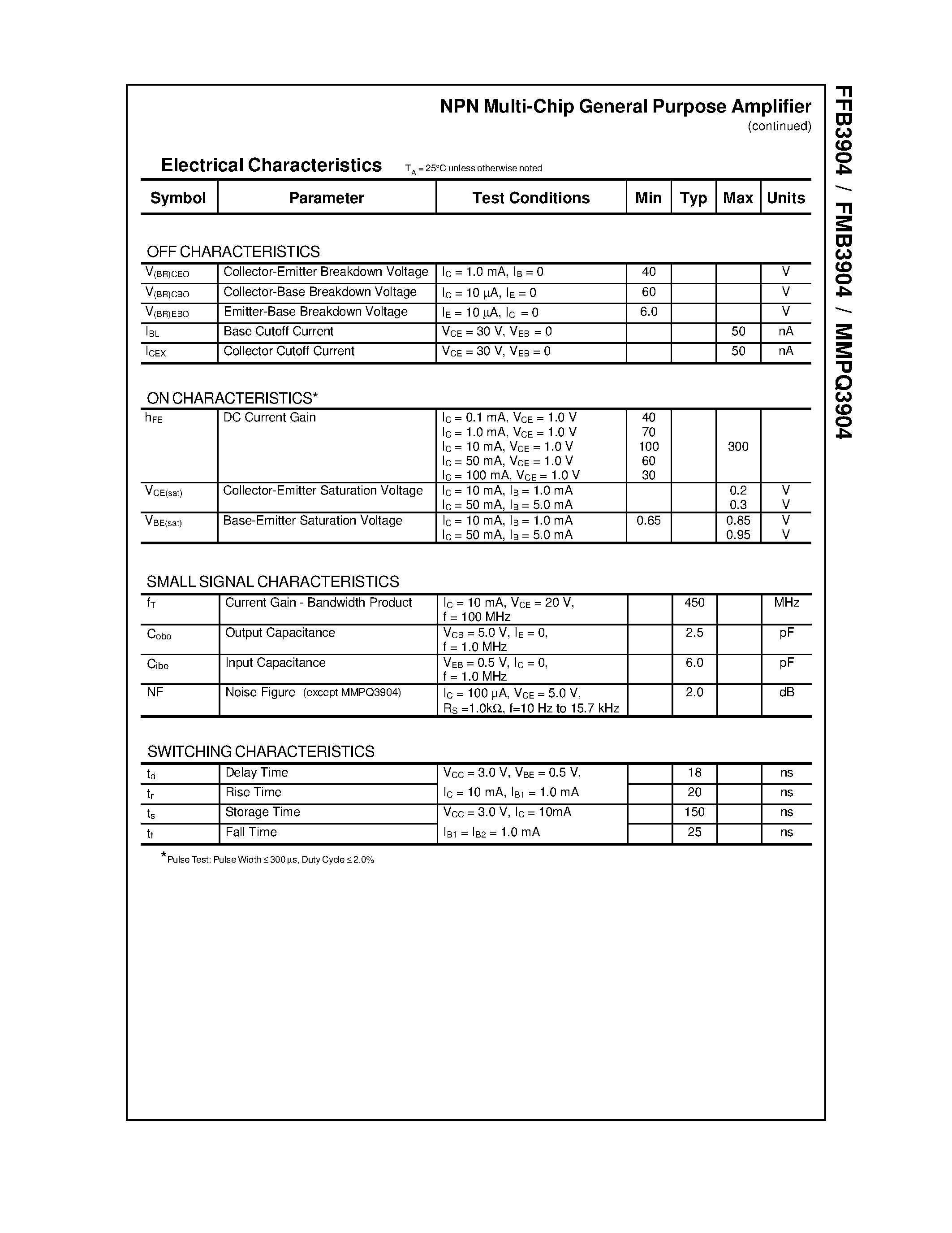 Datasheet FMB3904 - NPN General Purpose Amplifier page 2
