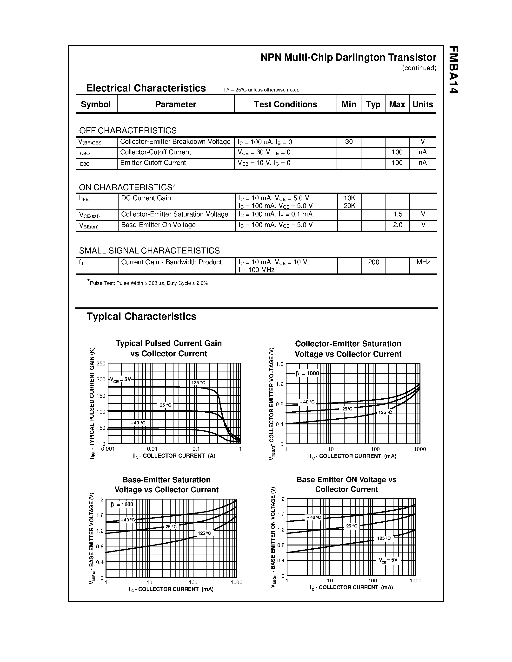 Даташит на микросхему FMBA14 страница 2 Даташит FMBA14 - NPN Multi-Chip Darlington Transistor страница 2