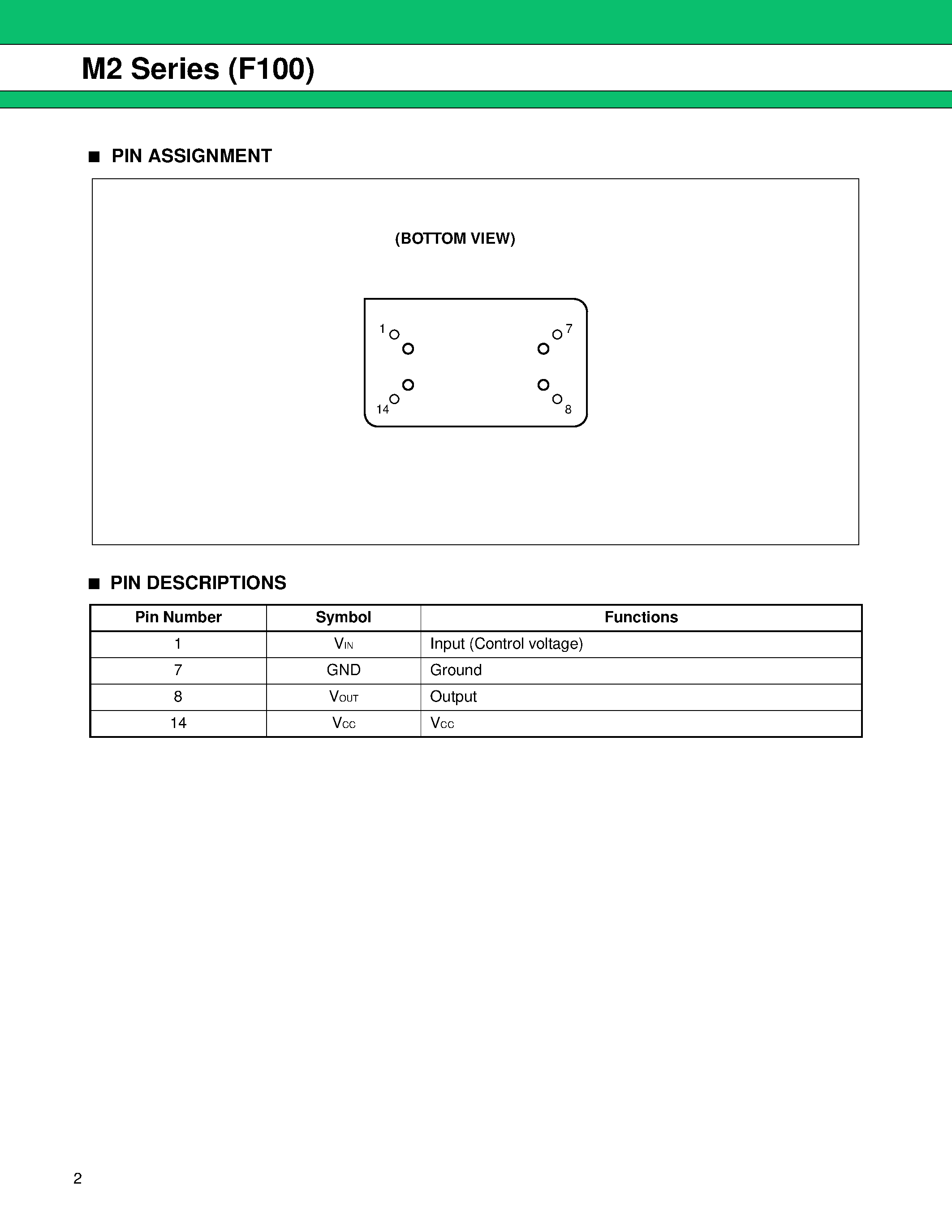 Даташит FAR-M2DB-13M500-F100 - Piezoelectric VCO (4 to 30 MHz) страница 2