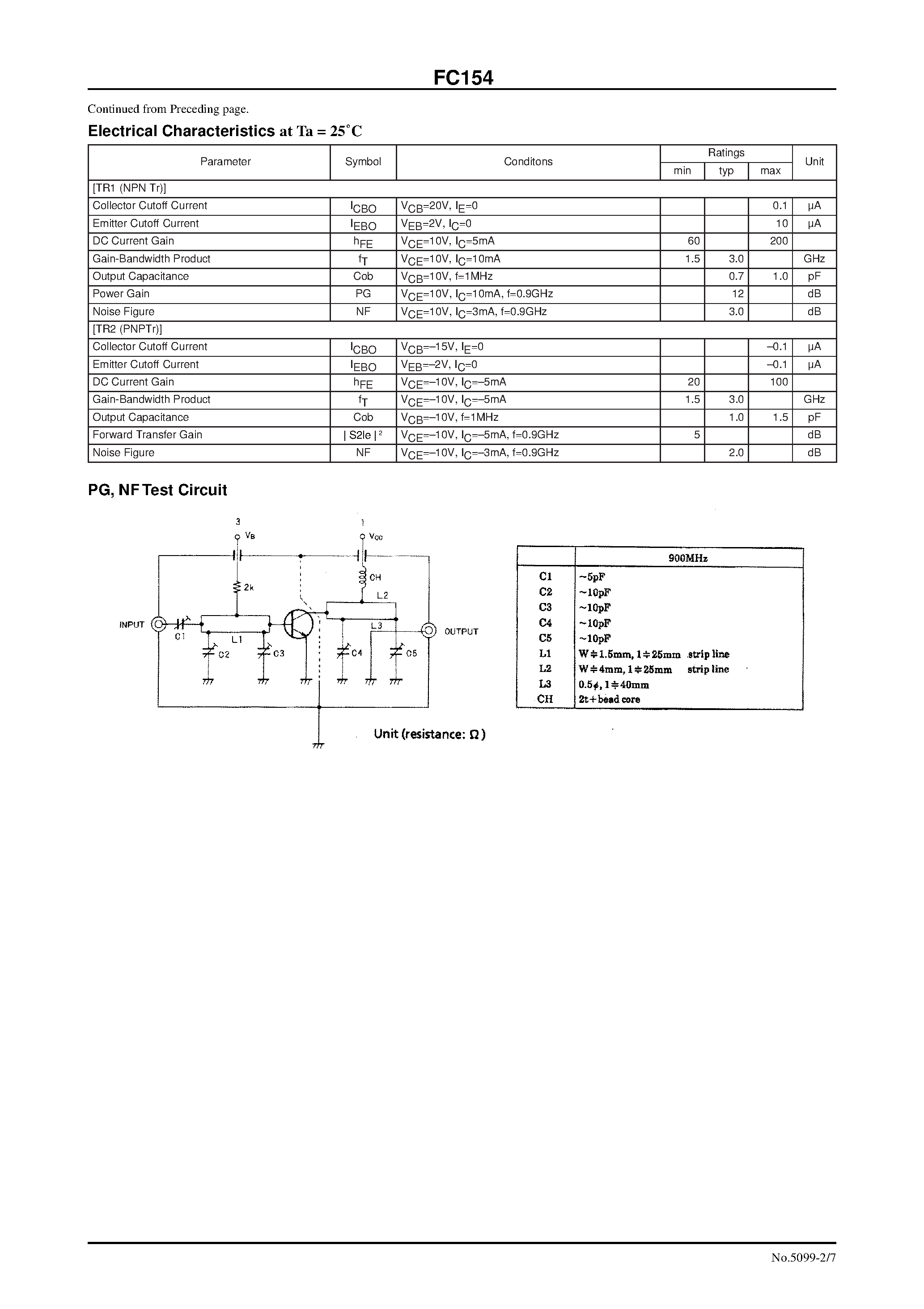 Даташит FC154 - High-Speed Switching/ High-Frequency Amp Applications страница 2