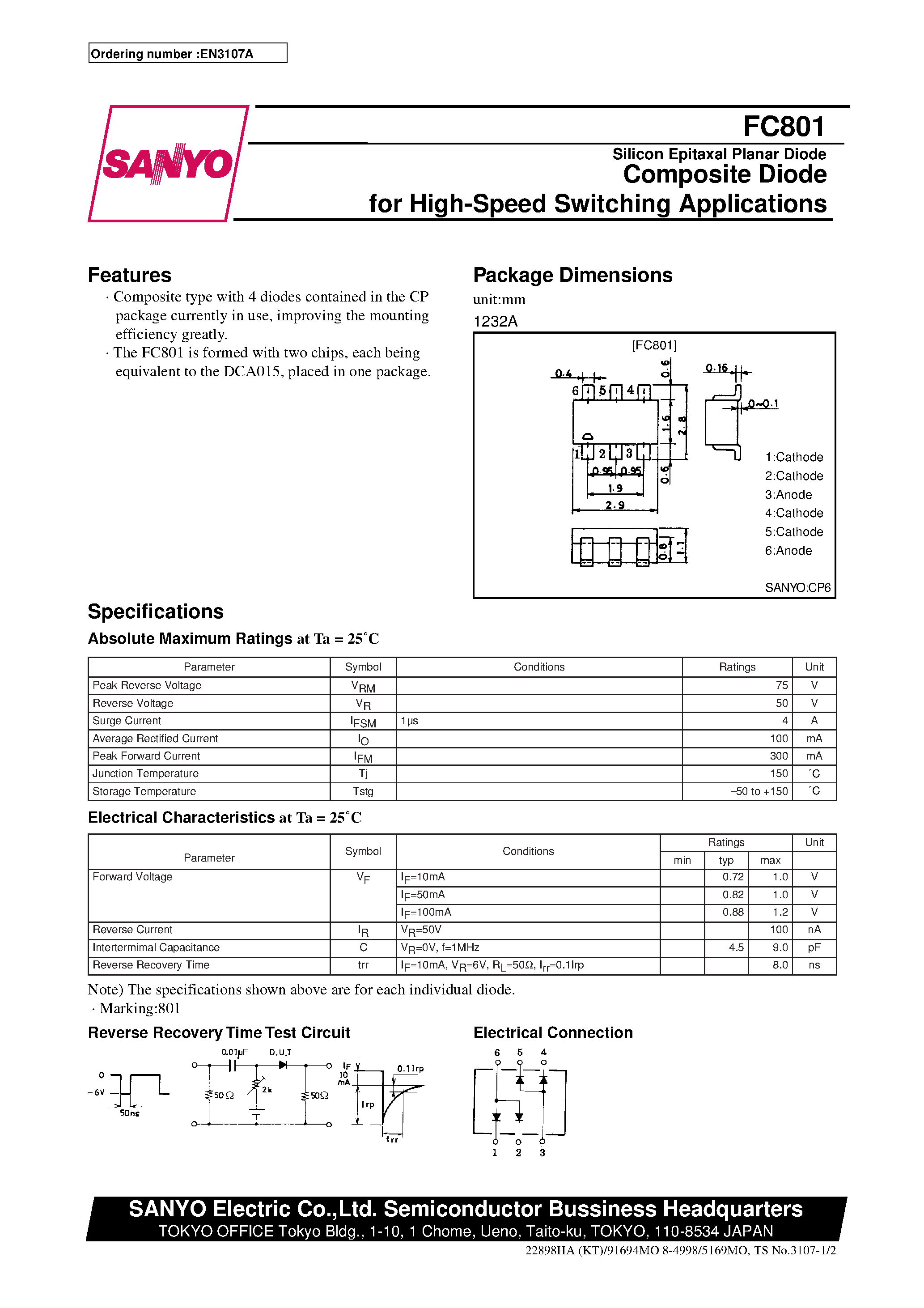 Даташит FC801 - Composite Diode for High-Speed Switching Applications страница 1