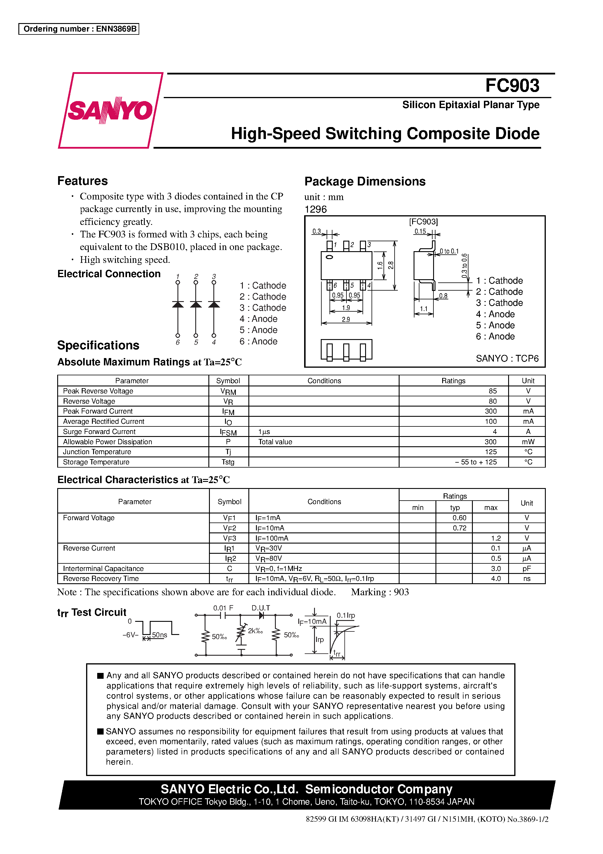 Даташит FC903 - High-Speed Switching Composite Diode страница 1