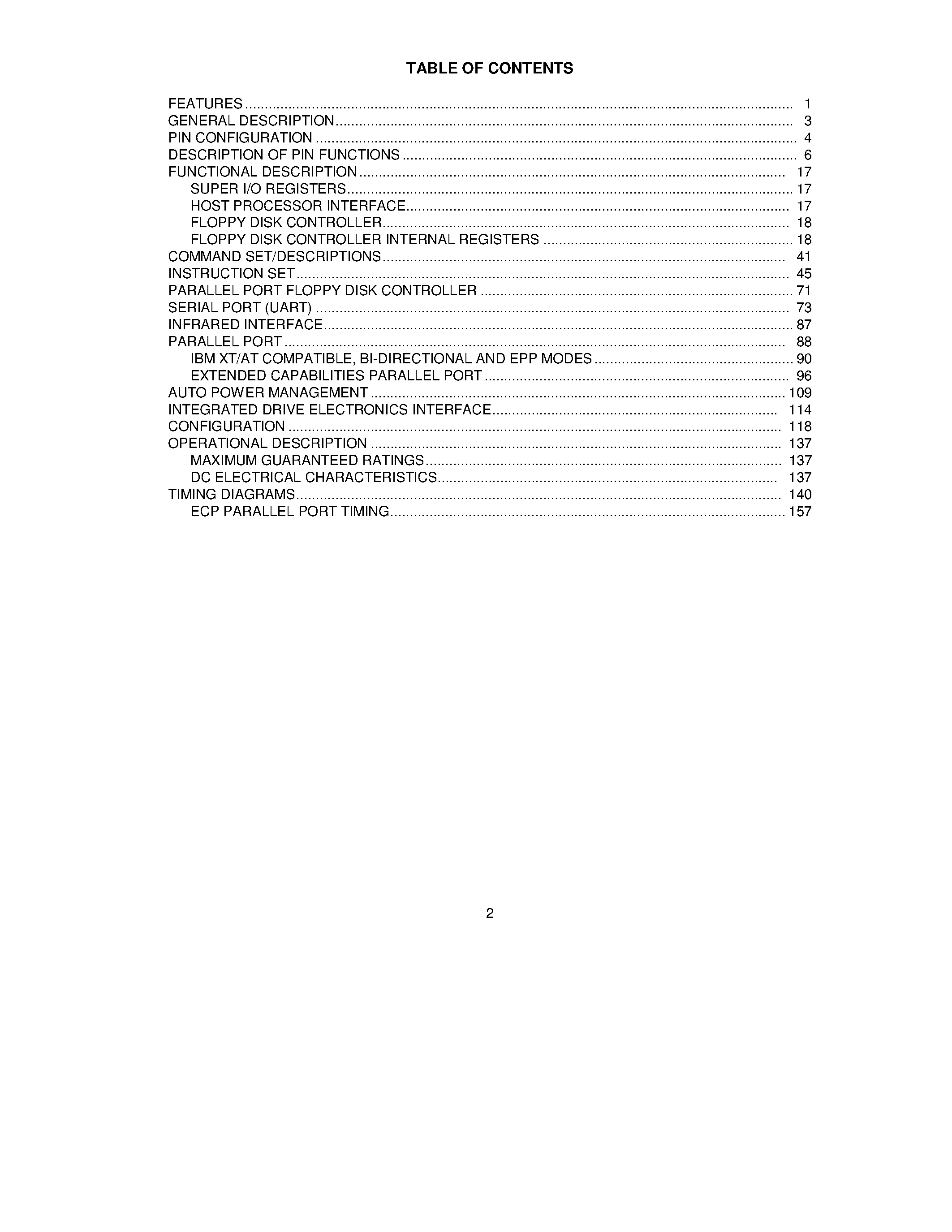 Даташит на микросхему FDC37C669 страница 2 Даташит FDC37C669 - PC 98/99 COMPLIANT SUPER I/O FLOPPY DISK CONTROLLER WITH INFRARED SUPPORT страница 2