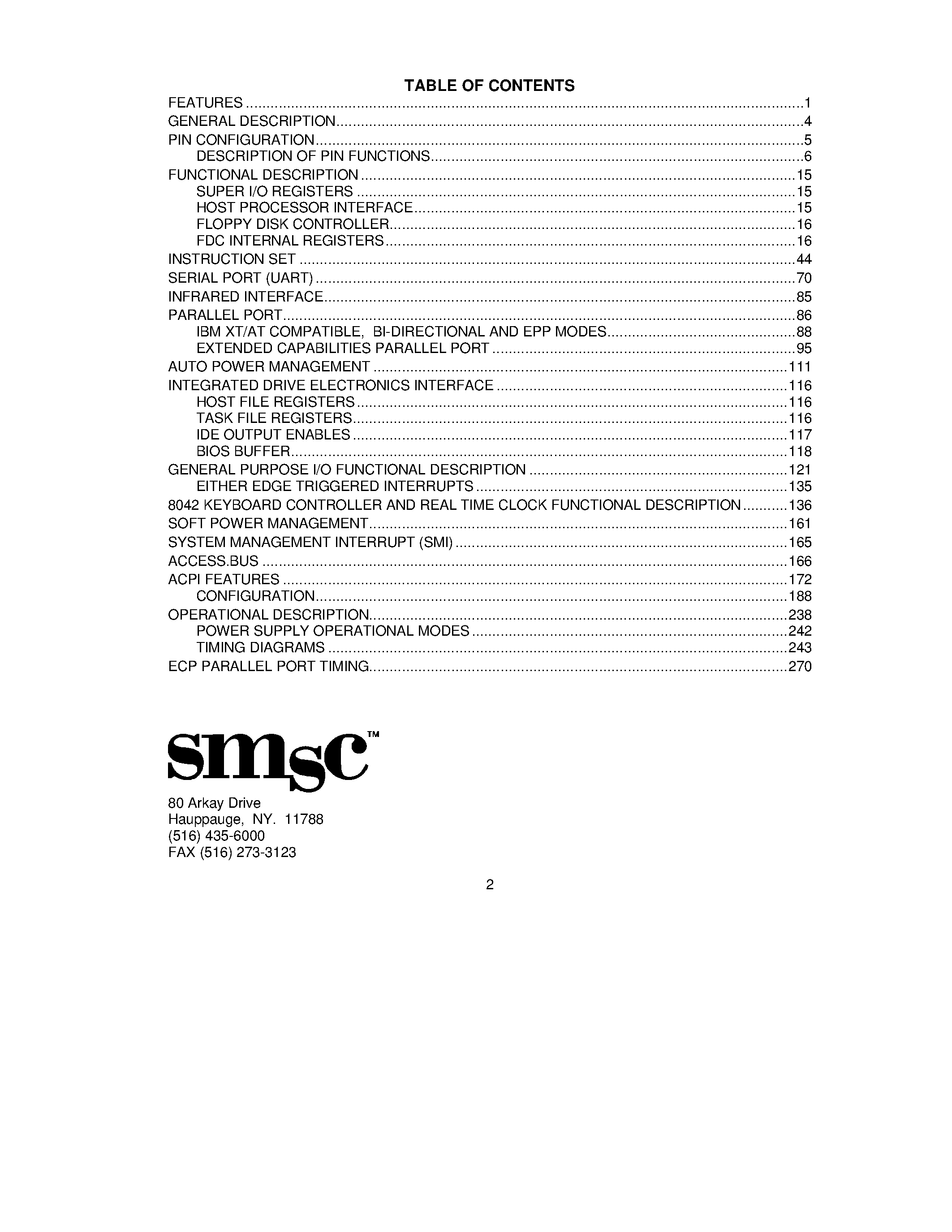 Datasheet FDC37C93XAPM page 2 Datasheet FDC37C93XAPM - Plug and Play Compatible Ultra I/O Controller with Soft Power Management page 2