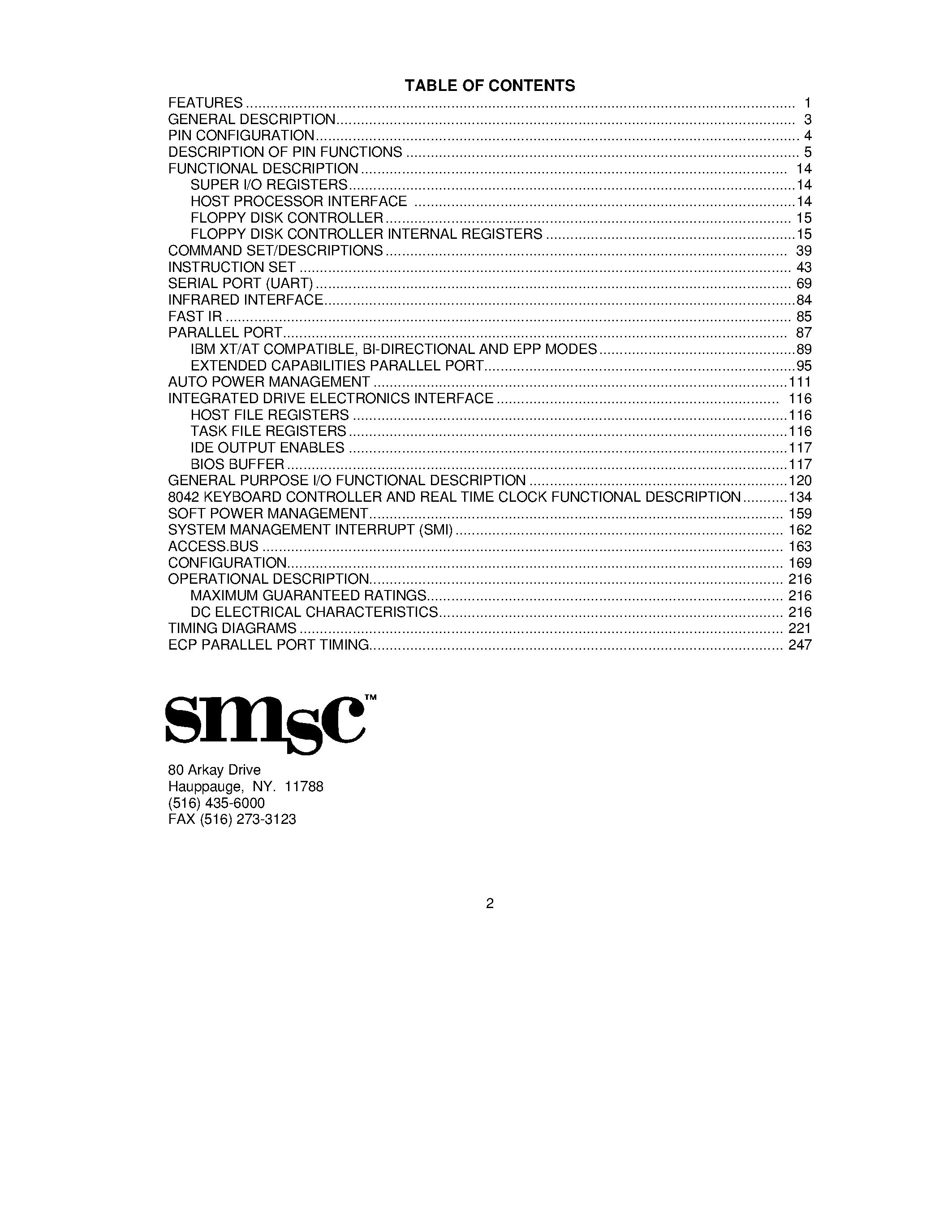 Datasheet FDC37CXFR page 2 Datasheet FDC37CXFR - Plug and Play Compatible Ultra I/O Controller with Fast IR page 2