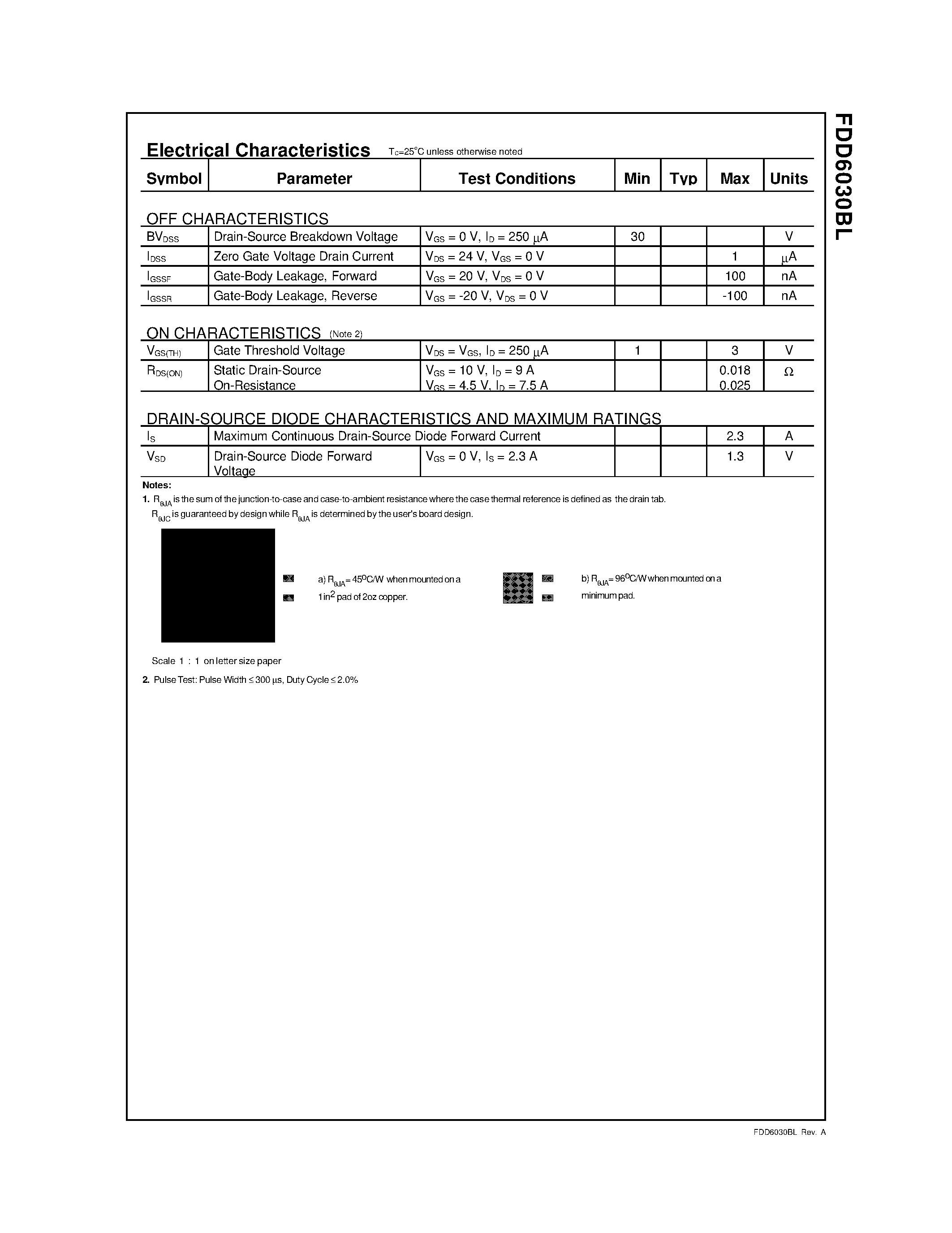 Datasheet FDD6030 page 2 Datasheet FDD6030 - N-Channel Logic Level Enhancement Mode Field Effect Transistor page 2