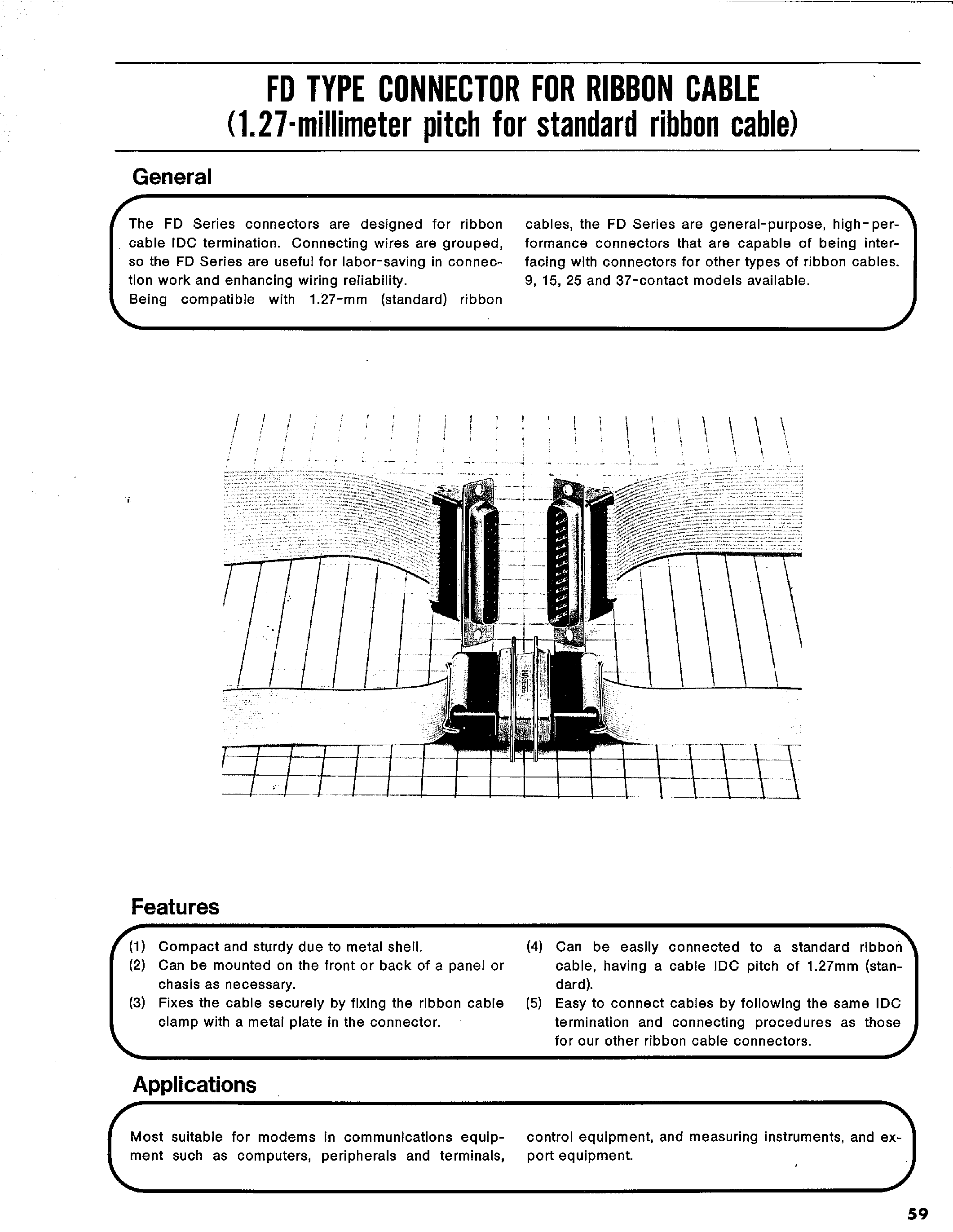 Datasheet FDE-37PF - FD TYPE CONNECTOR FOR RIBBON CABLE page 1