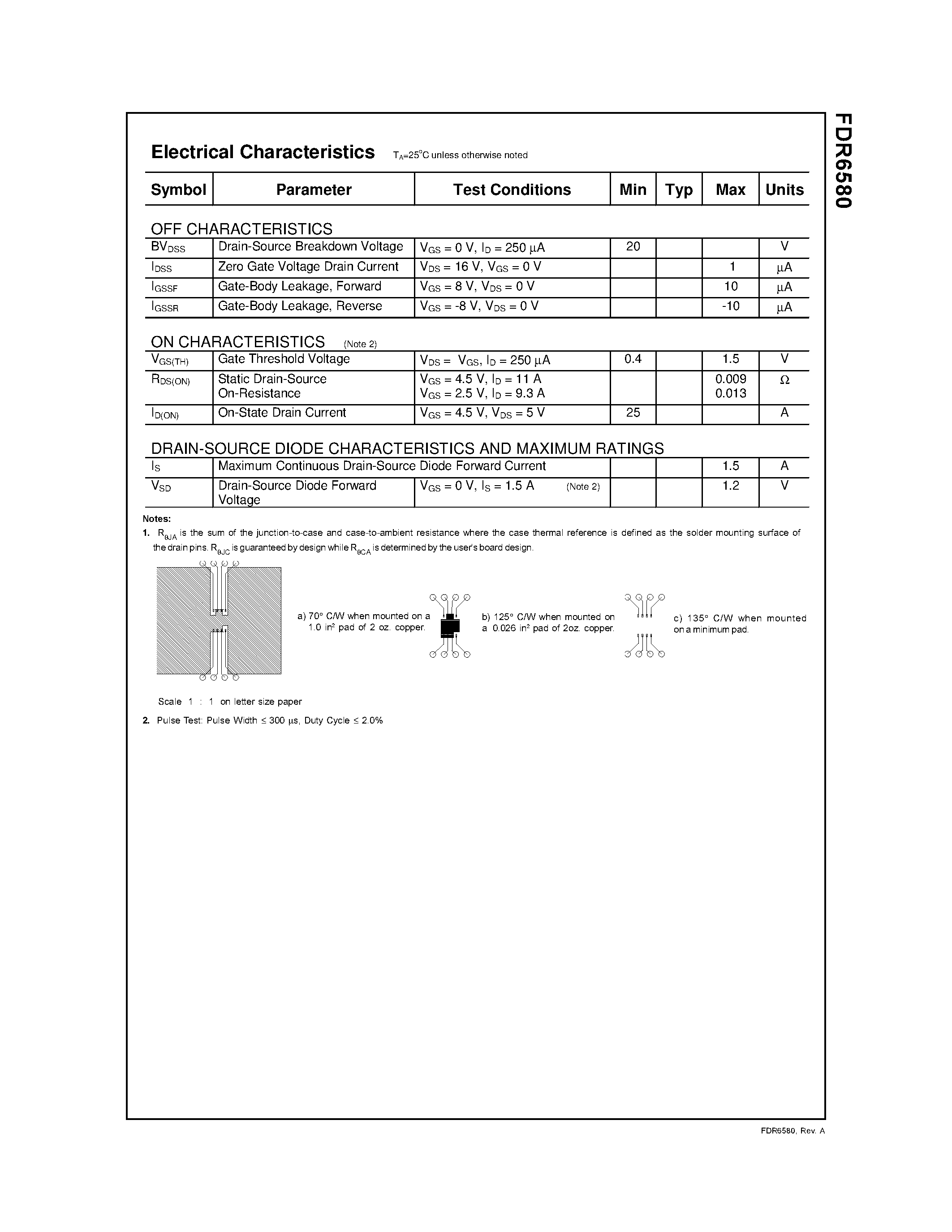 Datasheet FDR6580 - N-Chennal 2.5V Specified PowerTrench MOSFET page 2