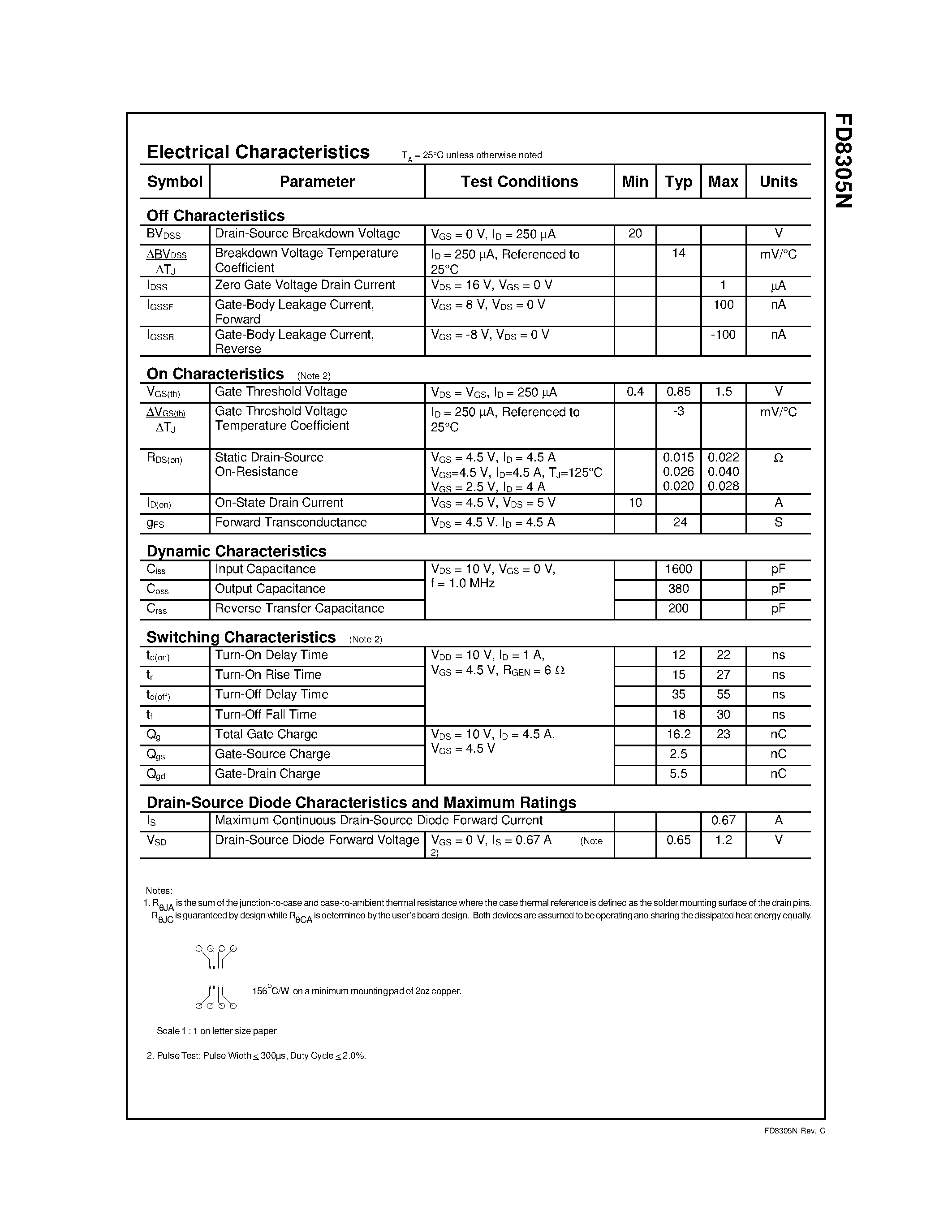 Datasheet FDR8305N - Dual N-Channel 2.5V Specified PowerTrench MOSFET page 2