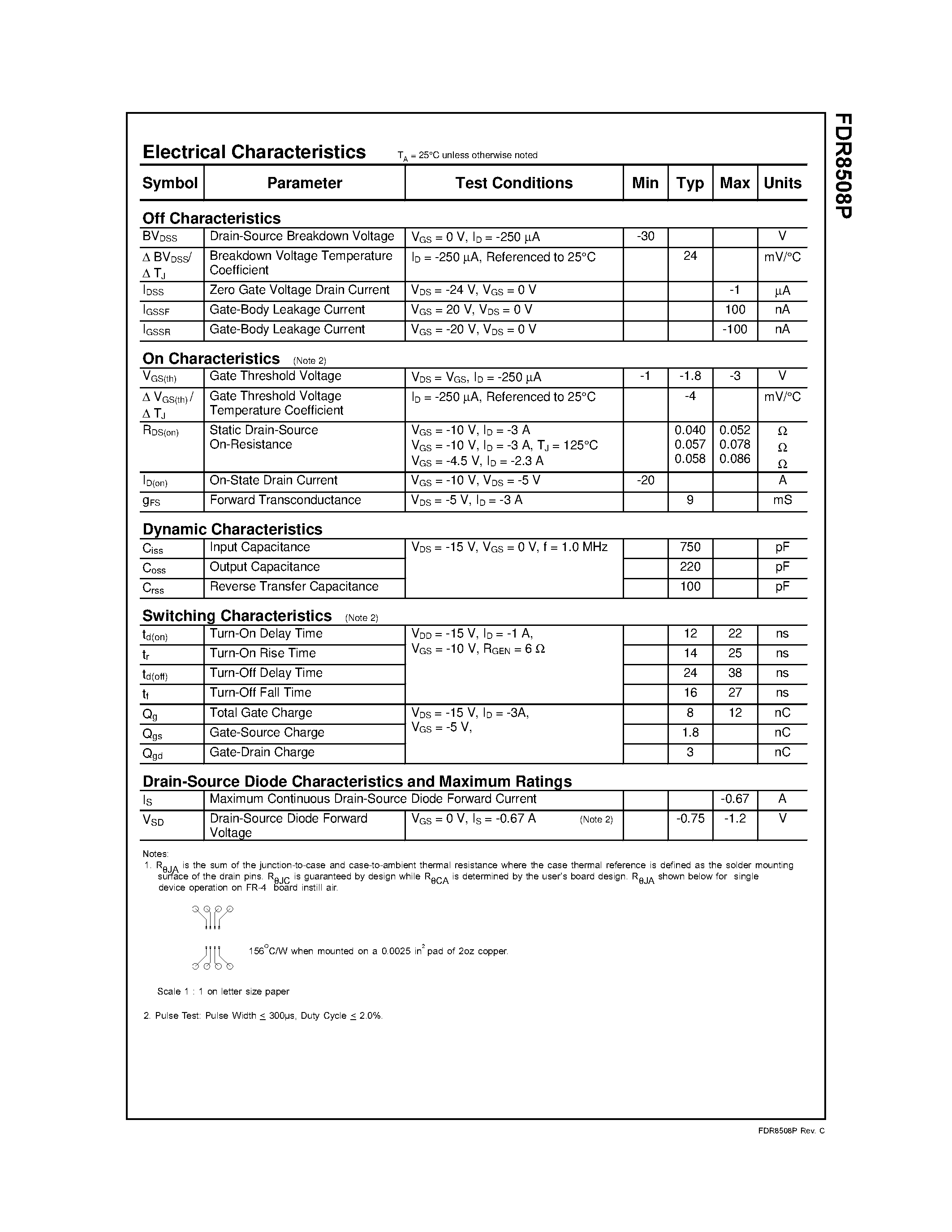 Datasheet FDR8508P page 2 Datasheet FDR8508P - Dual P-Channel/ Logic Level/ PowerTrench MOSFET page 2