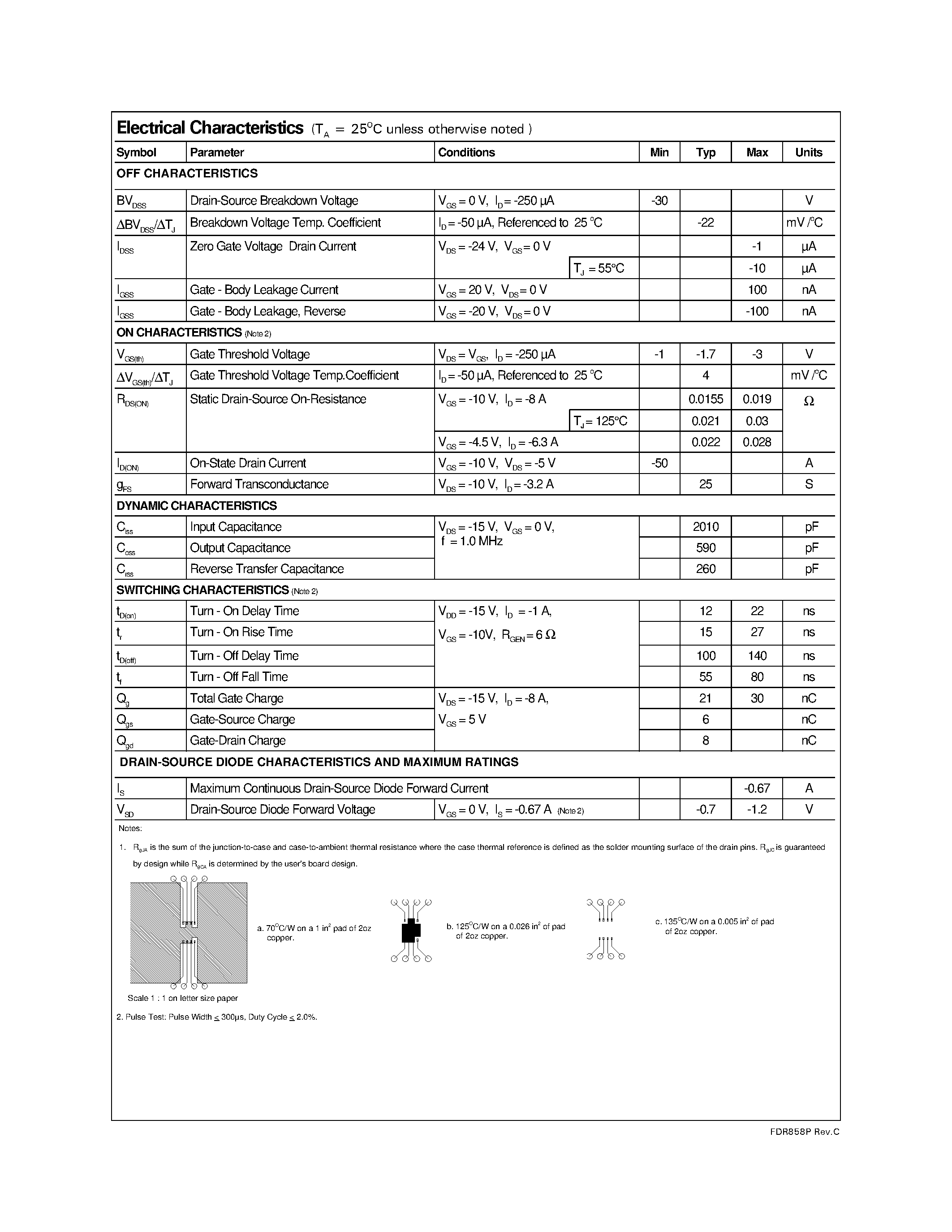 Datasheet FDR858P page 2 Datasheet FDR858P - Single P-Channel/ Logic Level/ PowerTrenchTM MOSFET page 2