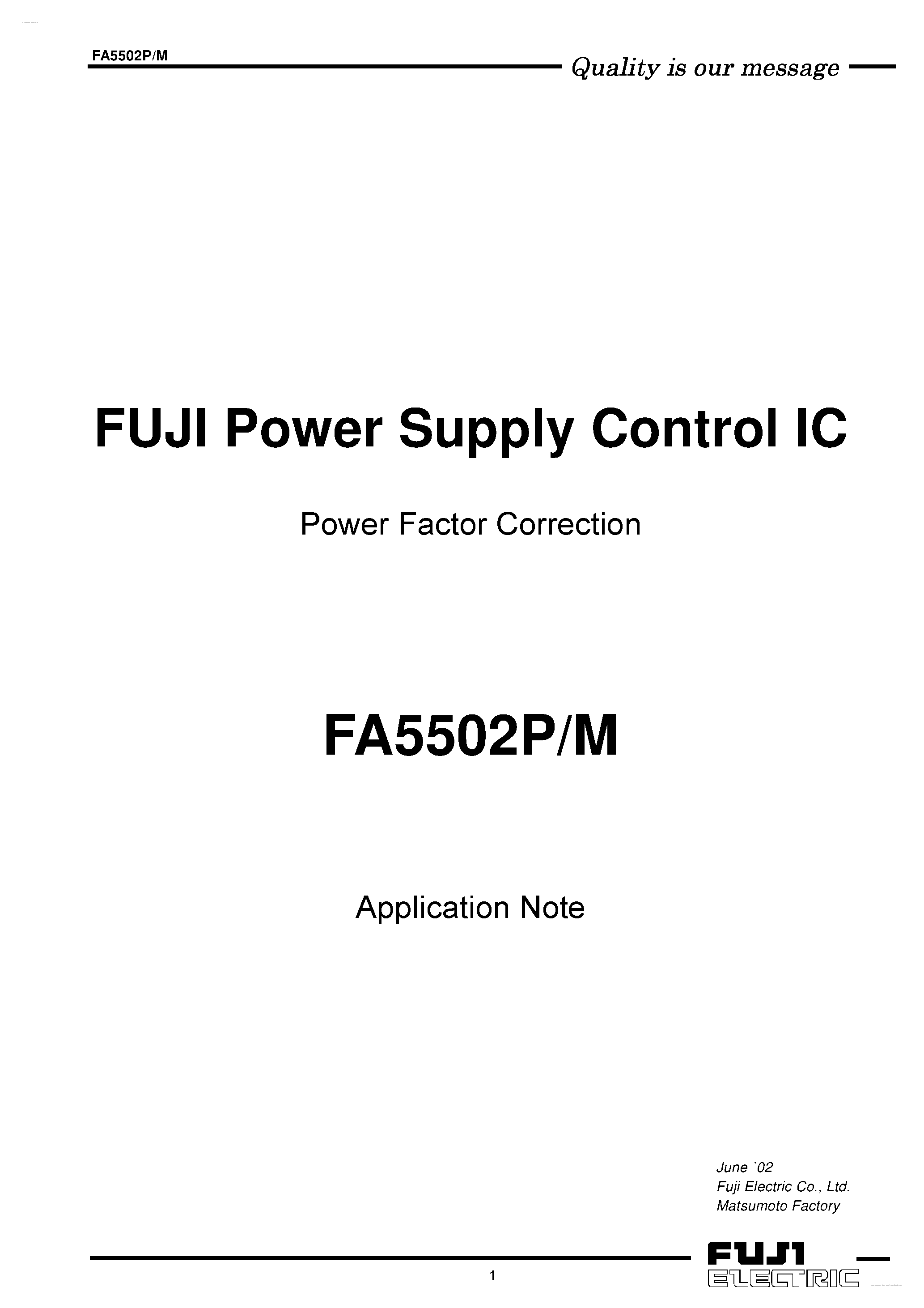 Даташит FA5502P/M - POWER SUPPLY CONTROL IC страница 1