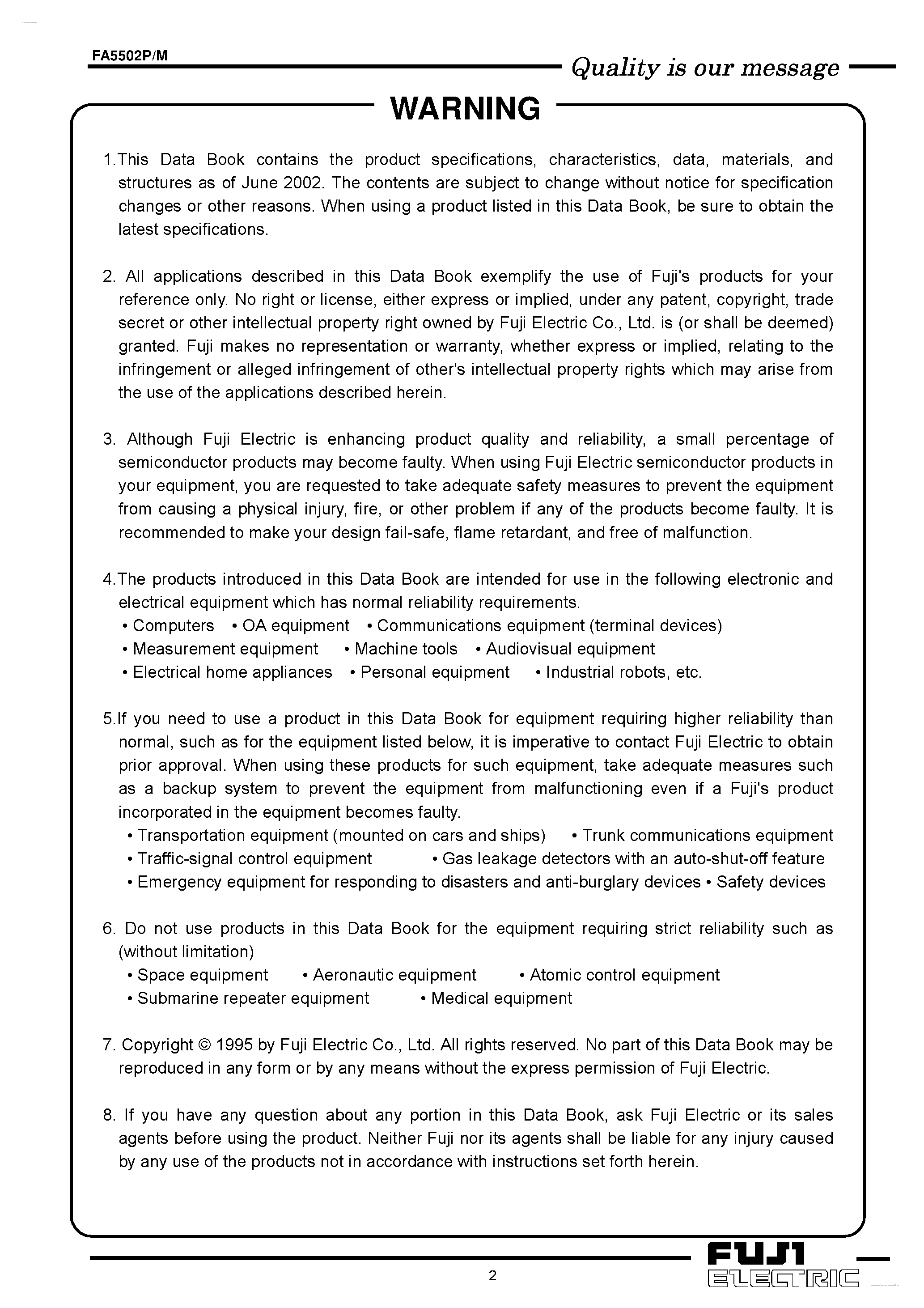 Даташит FA5502P/M - POWER SUPPLY CONTROL IC страница 2