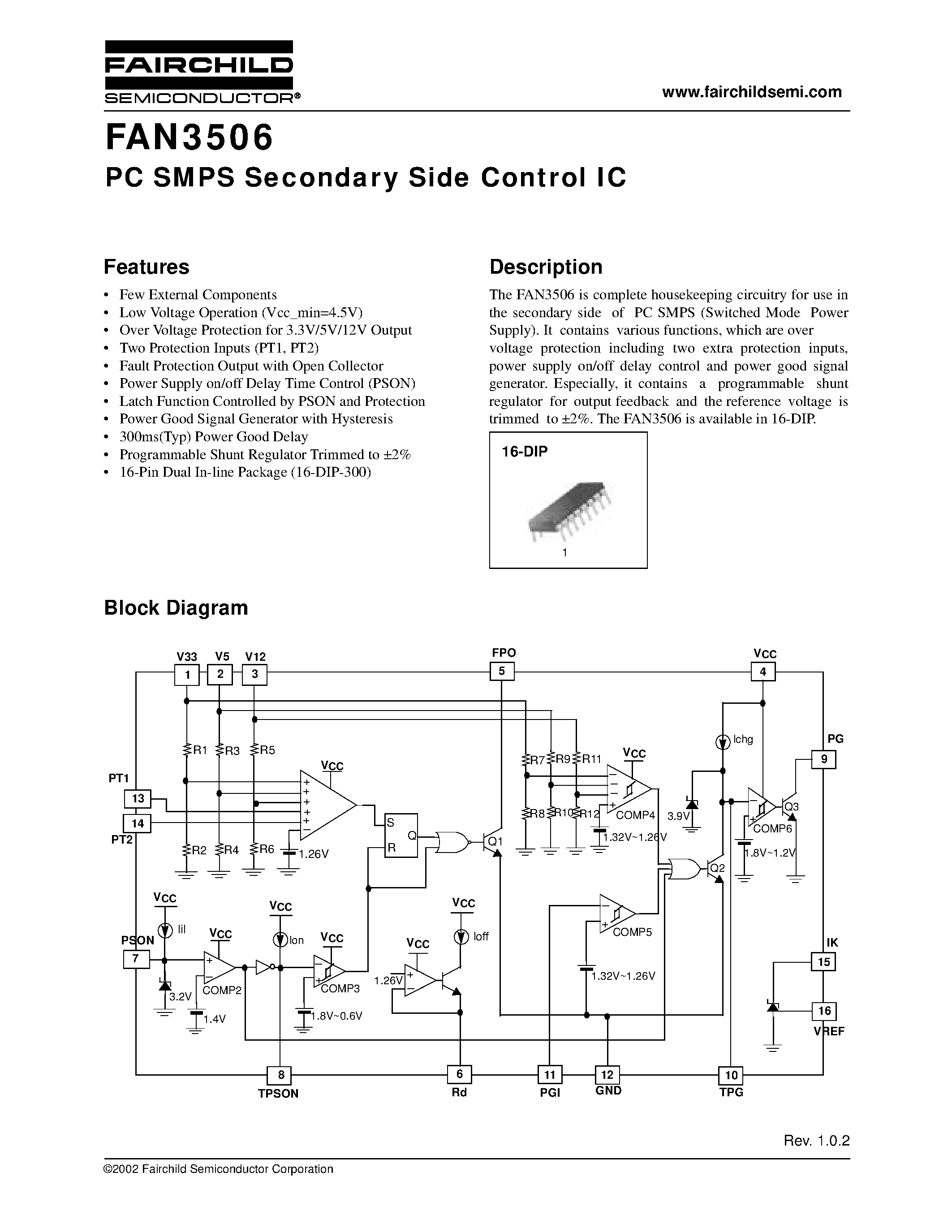 Datasheet FAN3506 - PC SMPS Secondary Side Control IC page 1