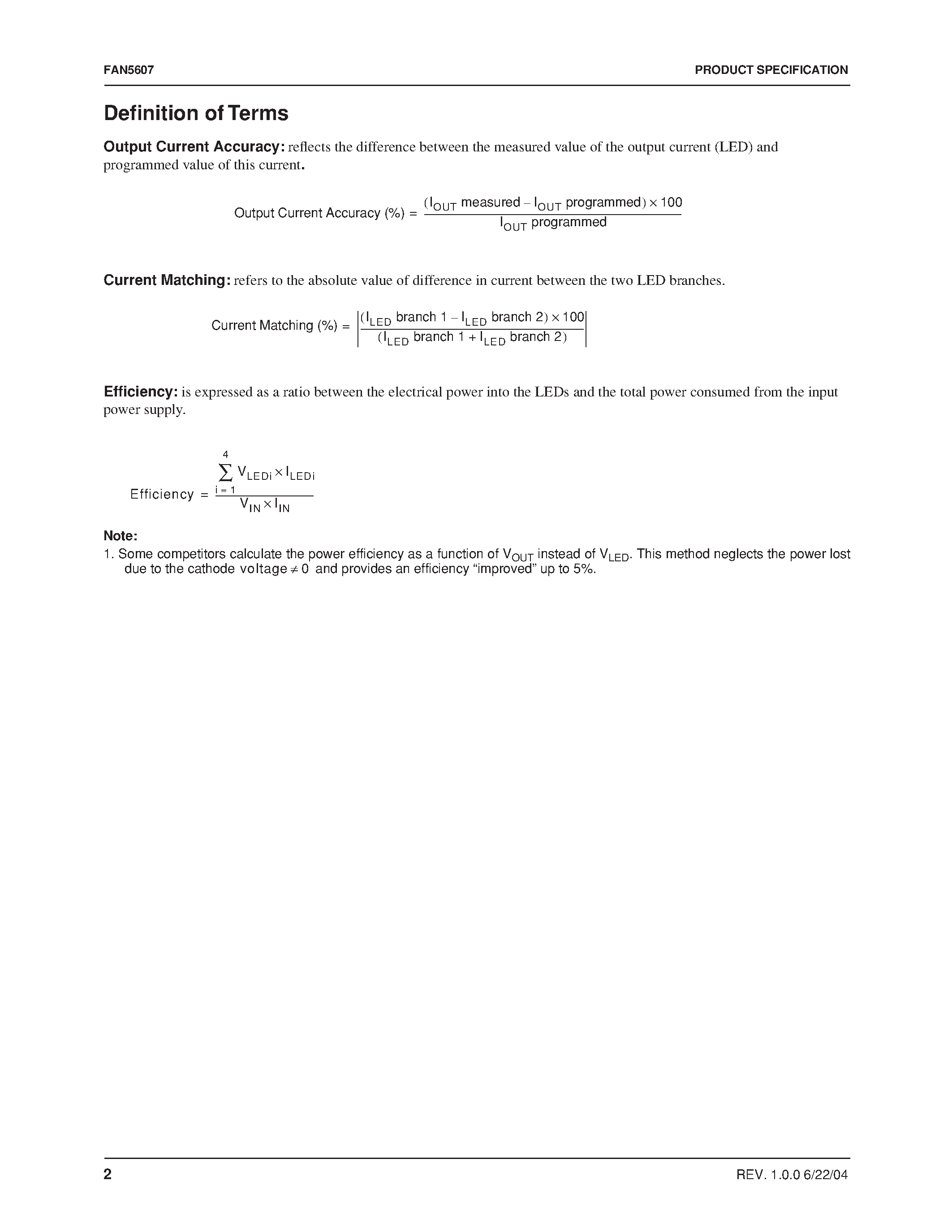 Datasheet FAN5607HMPX - LED Driver with Adaptive Charge Pump DC/DC Converter page 2
