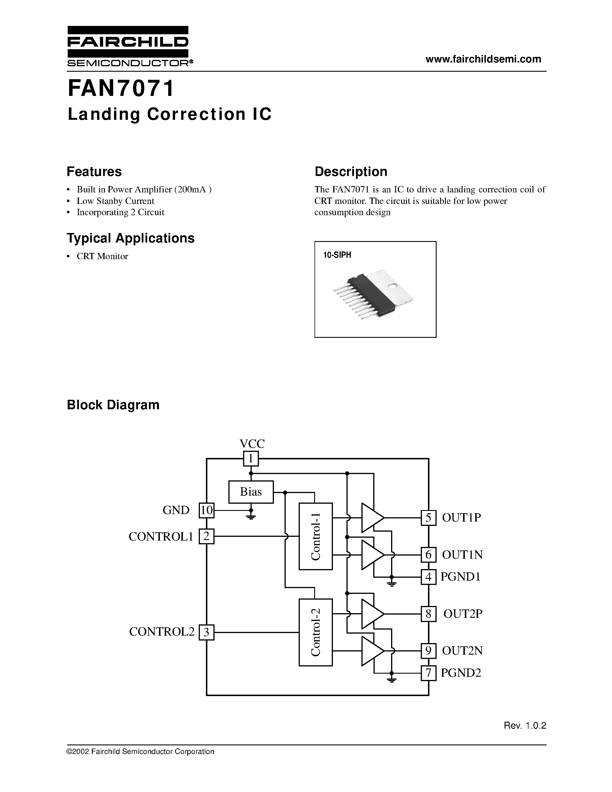 Даташит FAN7071 - Landing Correction IC страница 1
