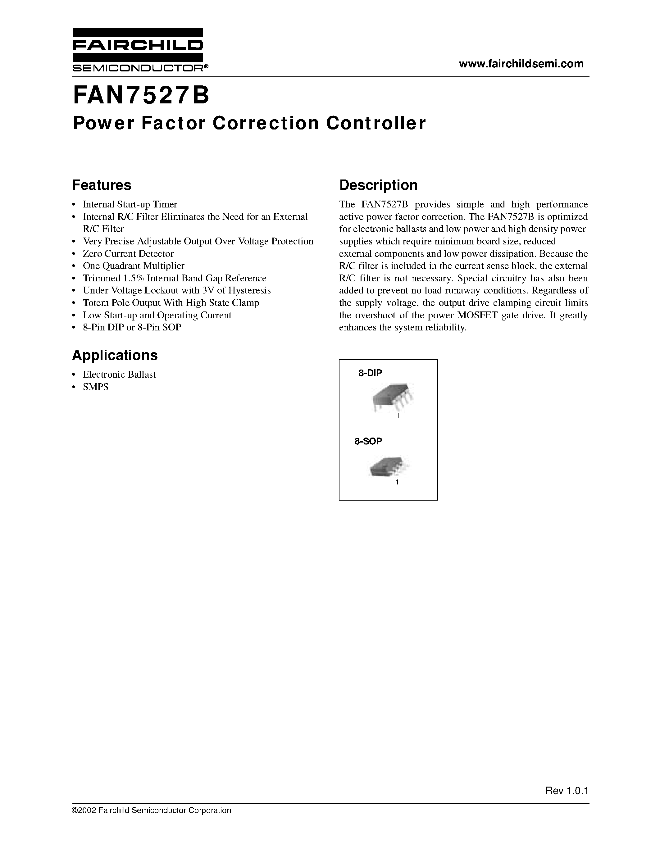 Даташит FAN7527 - Power Factor Correction Controller страница 1